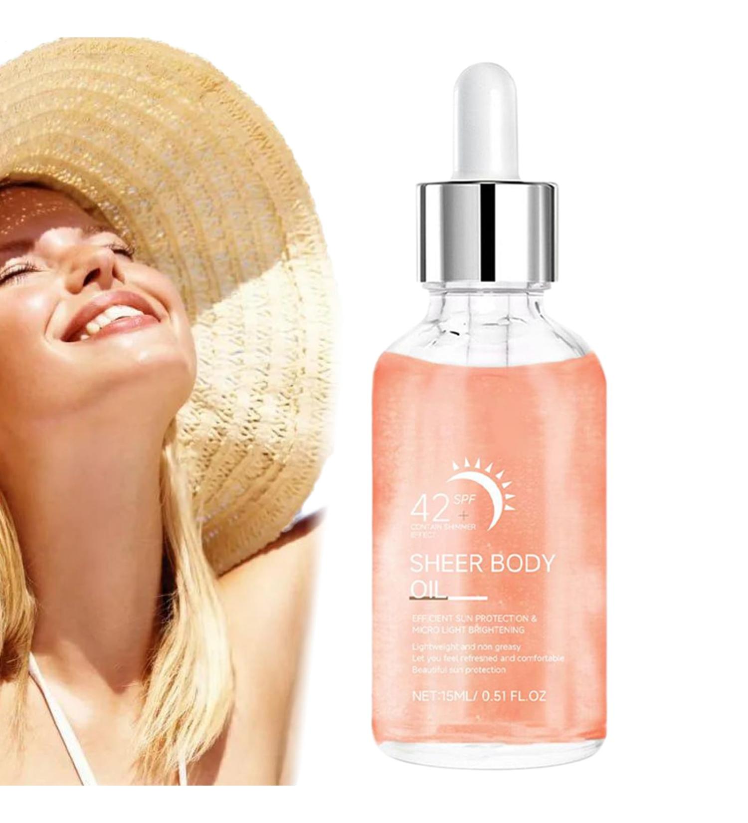  Mimoqk Brightening Body Oil Mild Skin Care Liquid Natural Nourishing Formula UV Protection 15 ml Lightweight Body Ideal for Travel Sports Daily Use - Buy Online on GoSupps.com