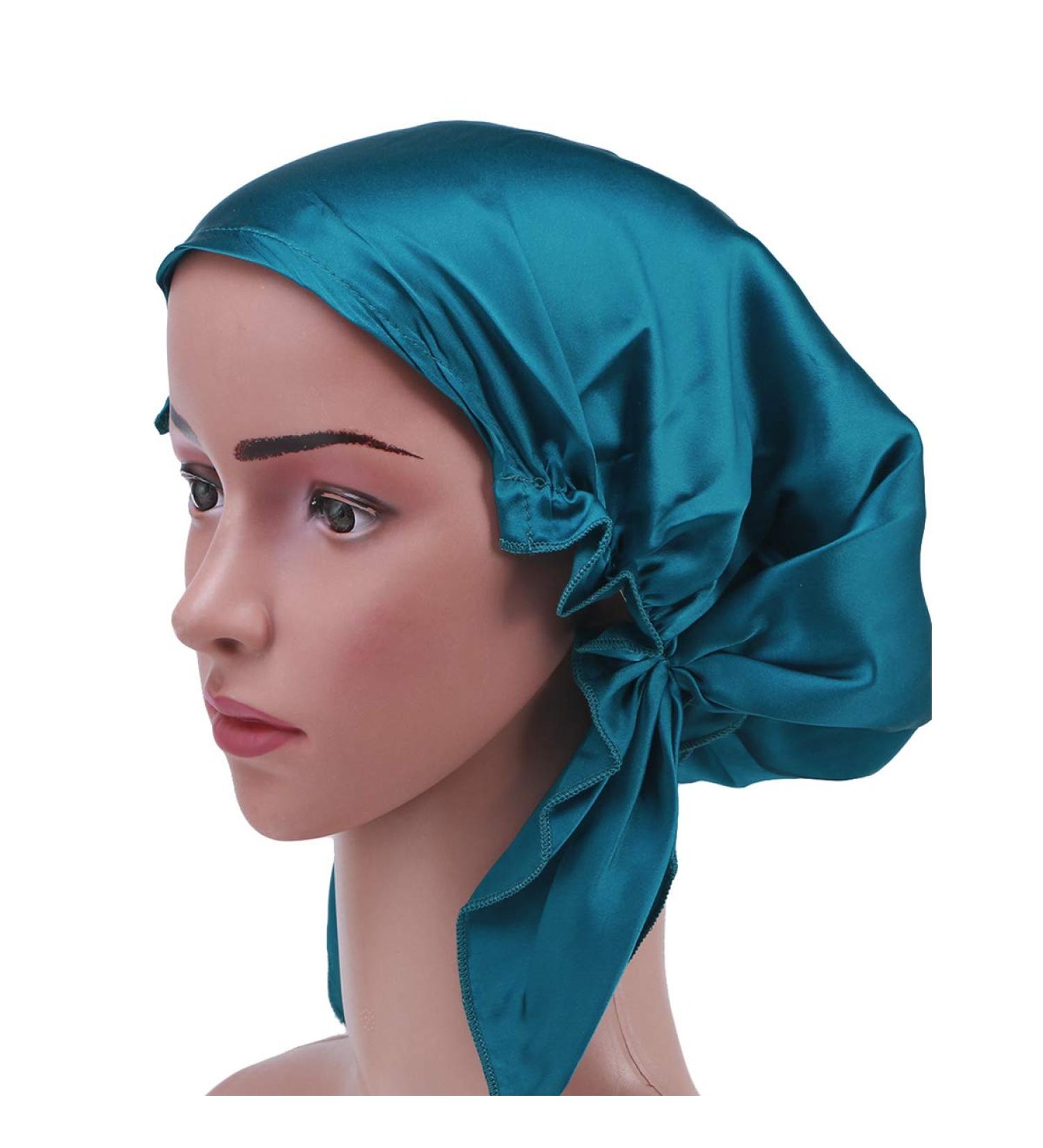 FRCOLOR Mulberry Silk Sleep Cap for Long Hair - Blue Night Bonnet Hat for Women & Girls - Buy Online on GoSupps.com
