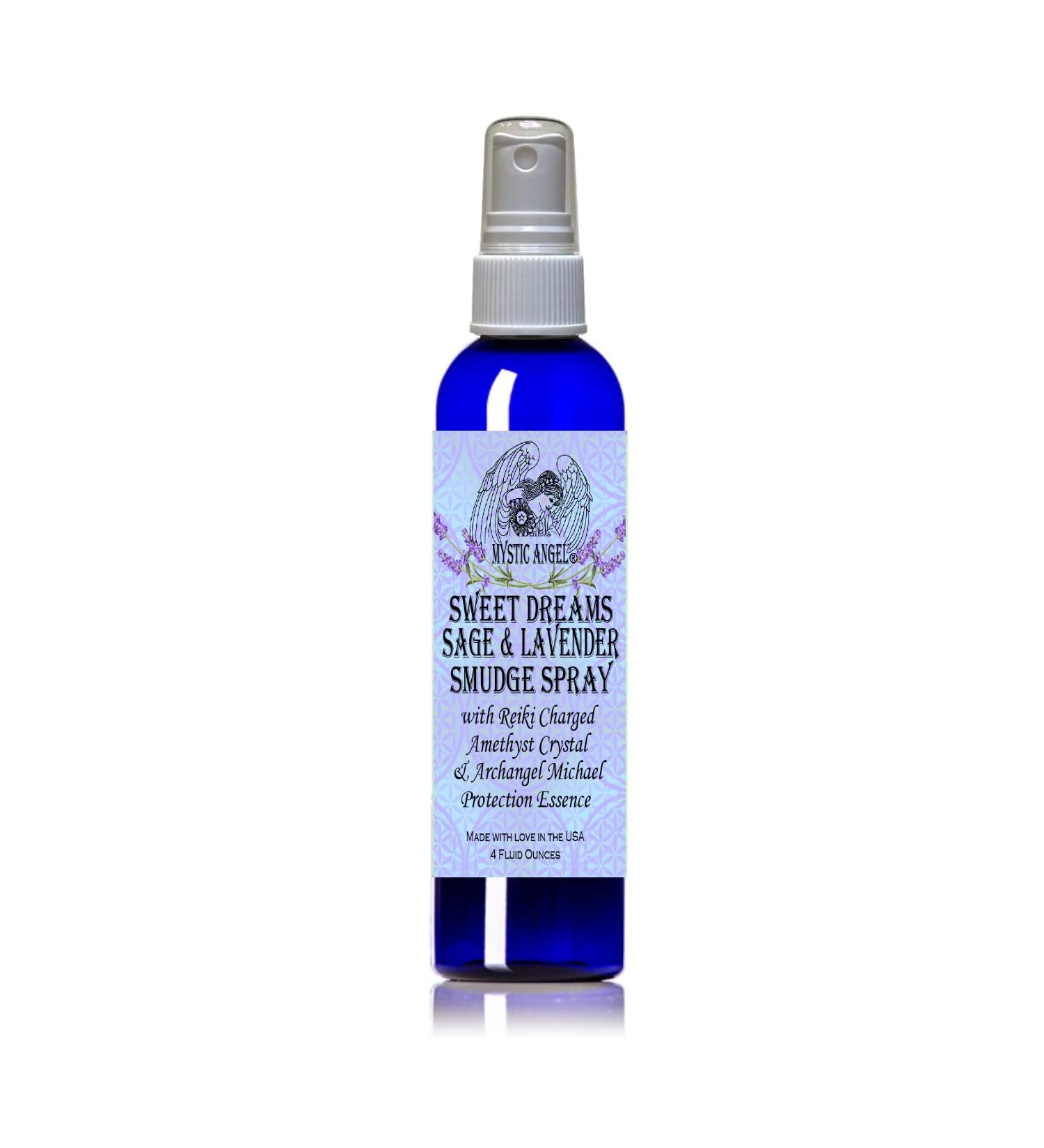 Sweet Dreams Sage & Lavender Smudge Spray (4 oz) - Reiki Charged Amethyst Crystal & Archangel Michael Essence International Shipping Available - Buy Online on GoSupps.com