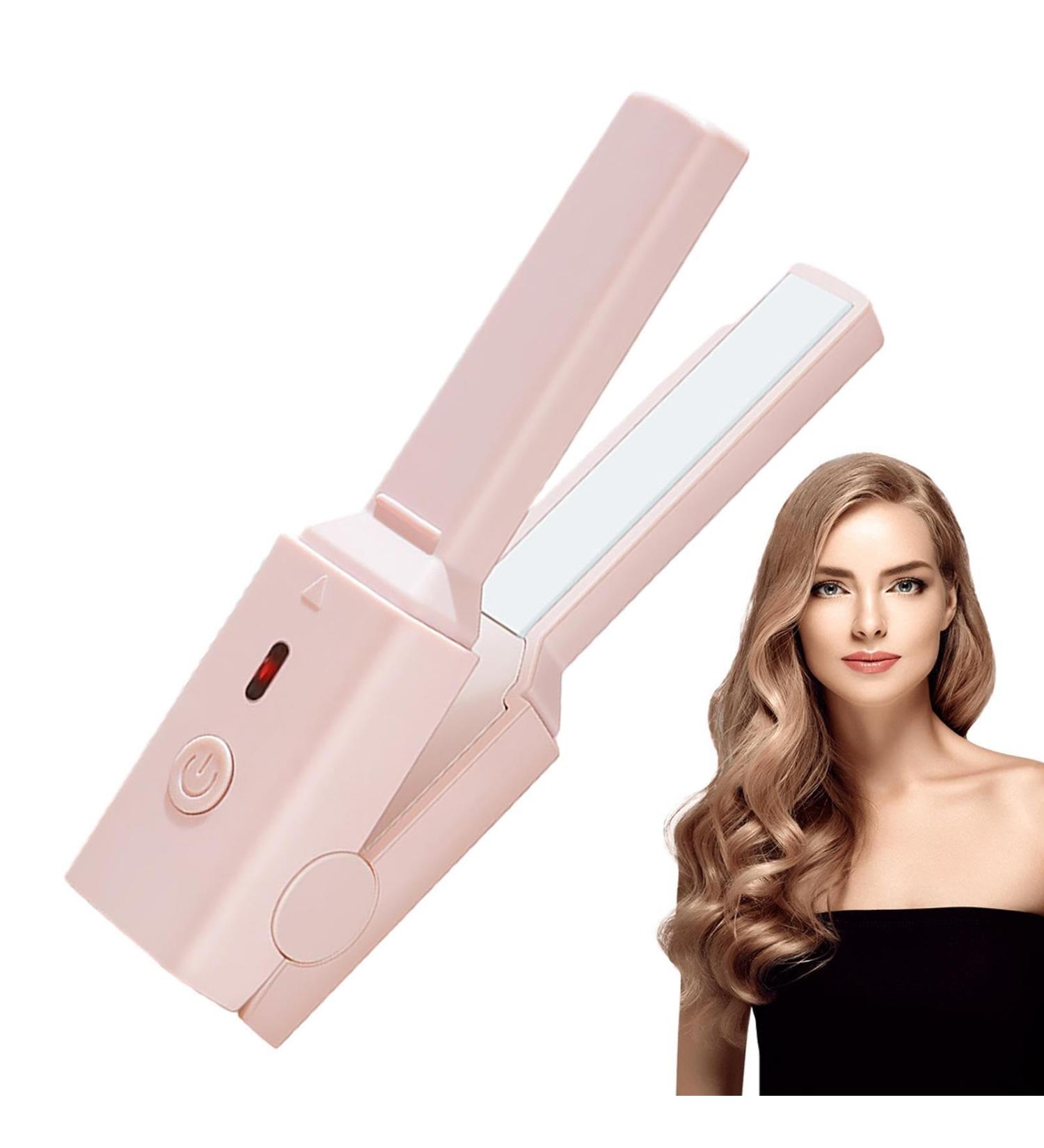 Curling Iron | Rechargeable Hair Straightener and Curler | Safe Professional Curling Wand for Women of Straight and Curly Hair Pochy Pink - Buy Online on GoSupps.com