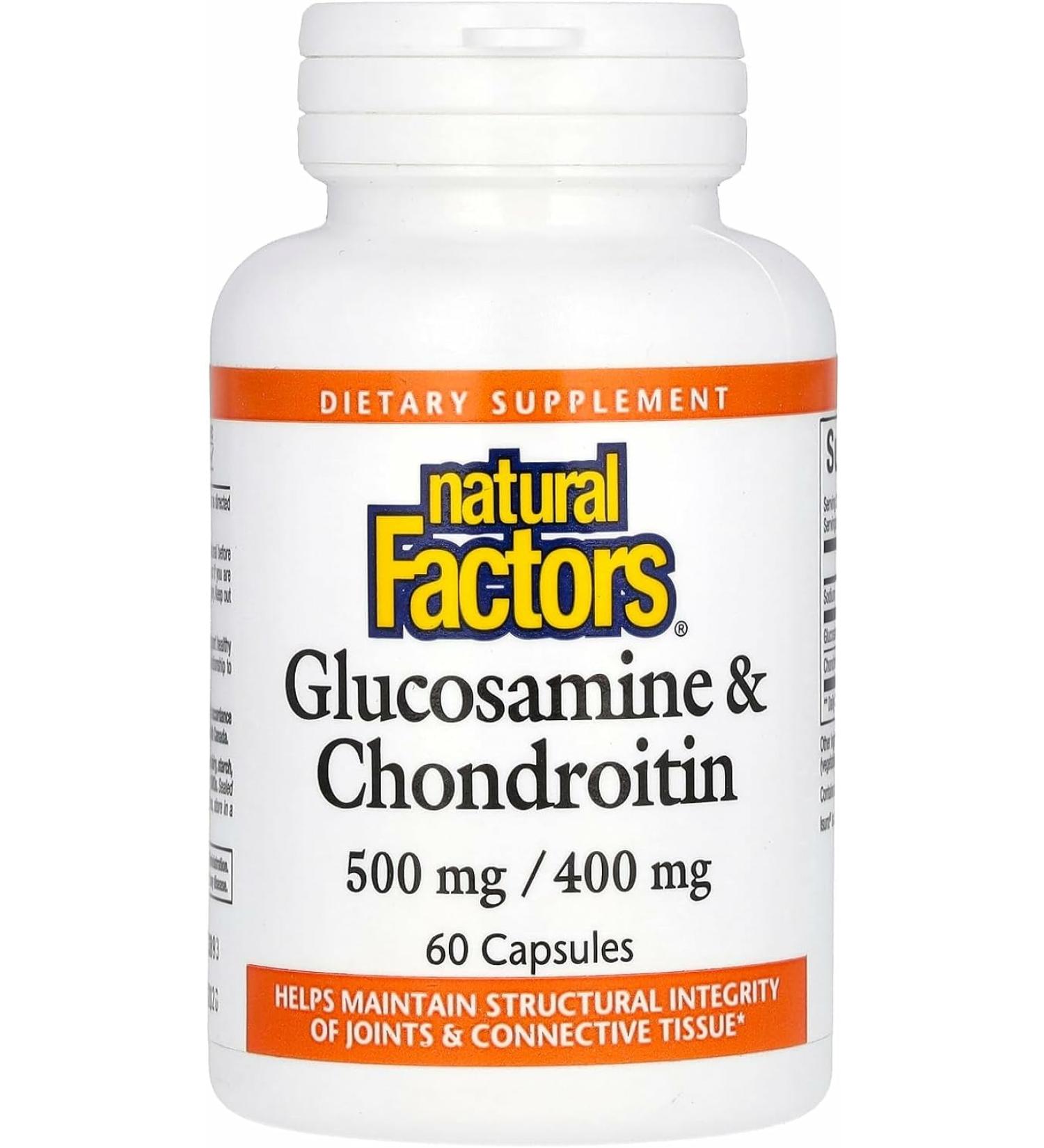 Natural Factors Glucosamine & Chondroitin - Supports Healthy Joints & Connective Tissue - Non-GMO & Gluten-Free - 60 Capsules (20 Servings) 60 Count (Pack of 1) - Buy Online on GoSupps.com