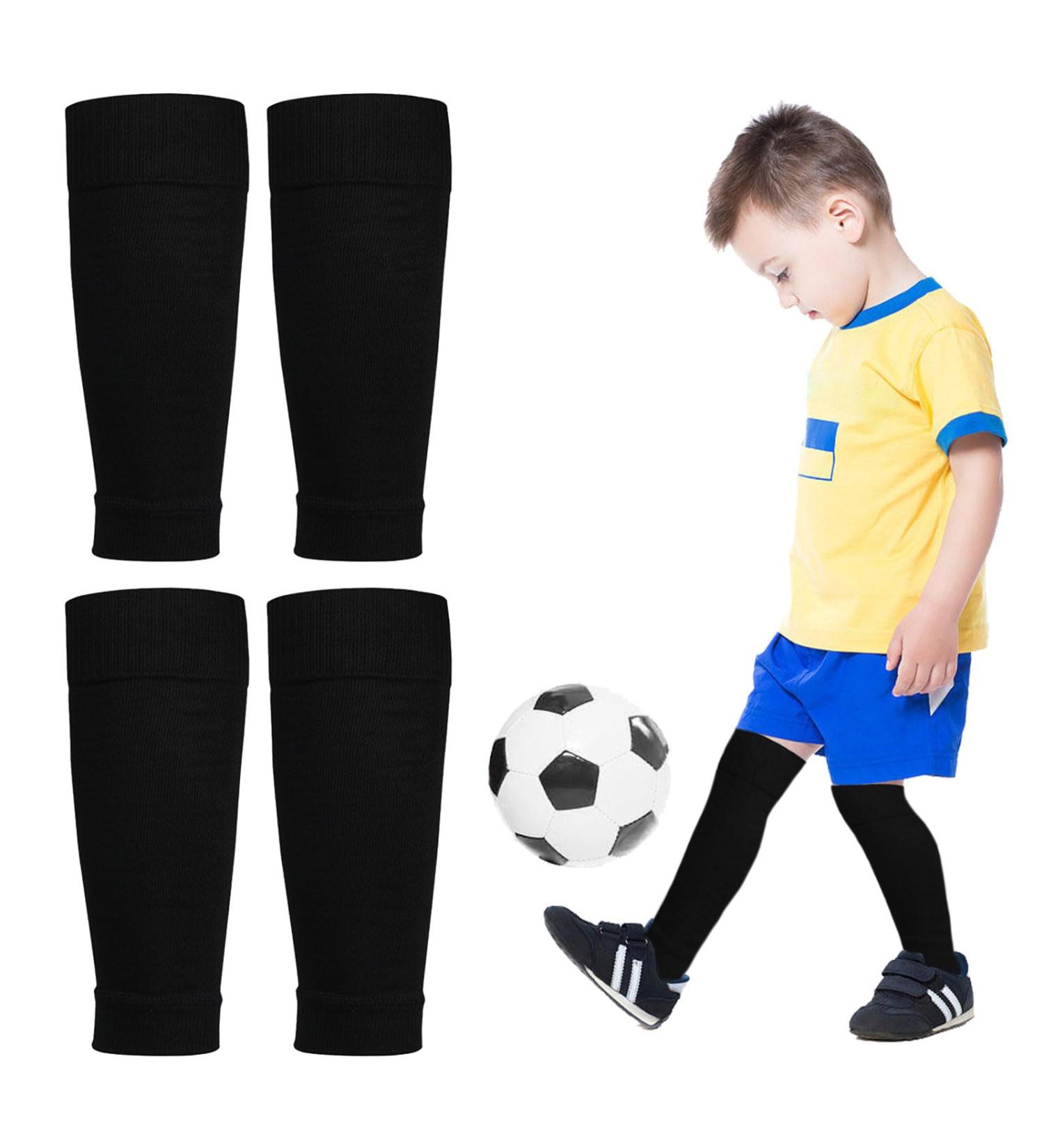 TSHAOUN Kids Football Socks - 2 Pairs Elastic & Breathable Sports Socks for Boys & Girls (130-150cm Up to 35cm Calf Circumference) - Black - Buy Online on GoSupps.com