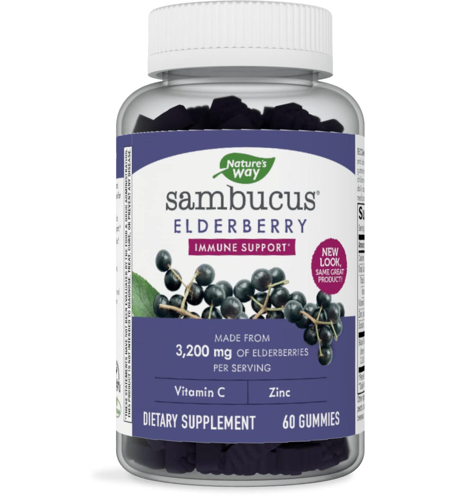 Nature's Way Sambucus Elderberry Gummies - 60 Standardized Gummies for Immunity Boost - Buy Online on GoSupps.com