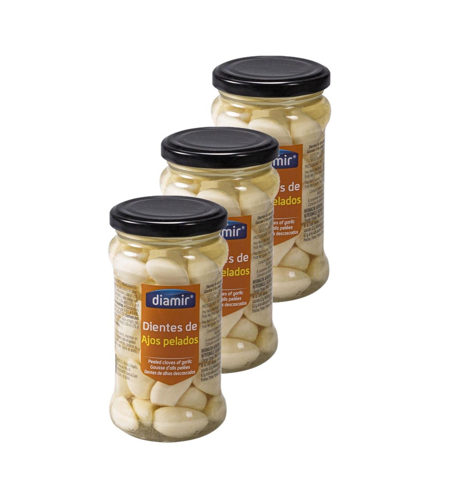 Set of 3 Peeled Garlic Cloves - Jar 300 g