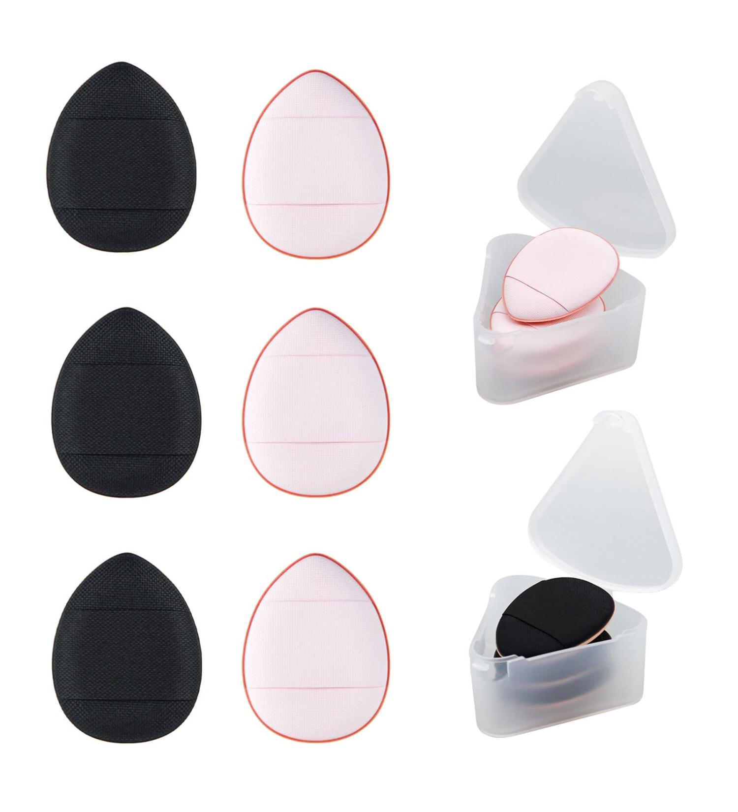 Buy WishLotus 6Pc Mini Finger Powder Puff Set - Drop-Shaped Makeup Sponges for Foundation & Setting | Reusable Loose Powder Puffs in Black & Pink - Perfect for Women & Girls | Fast International Shipping - Buy Online on GoSupps.com