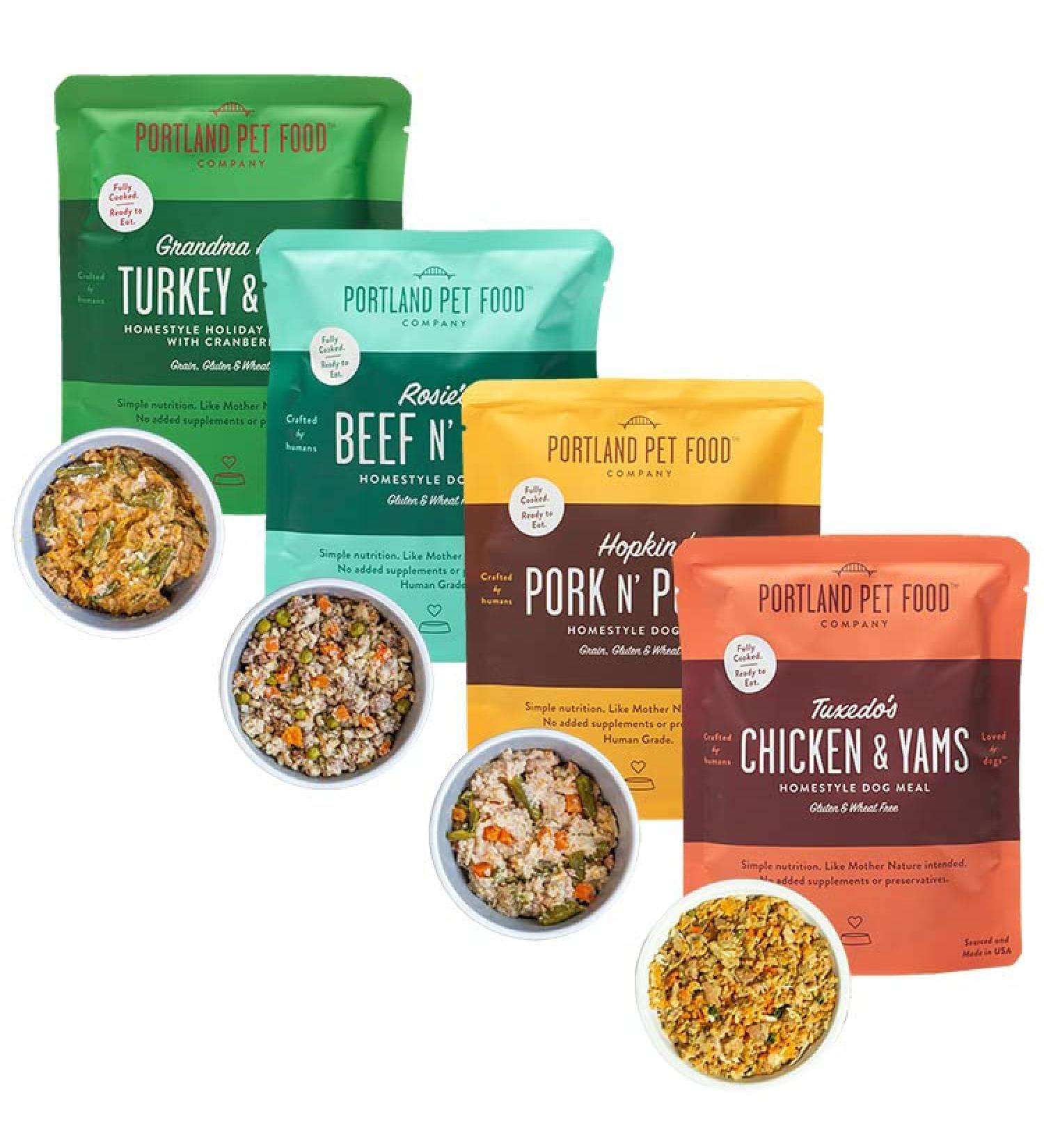 Portland Pet Food Company Human-Grade Dog Food Pouch Mixer Topper & Rotational Meal Pack - 9 oz (4 Pack) - Buy Online on GoSupps.com