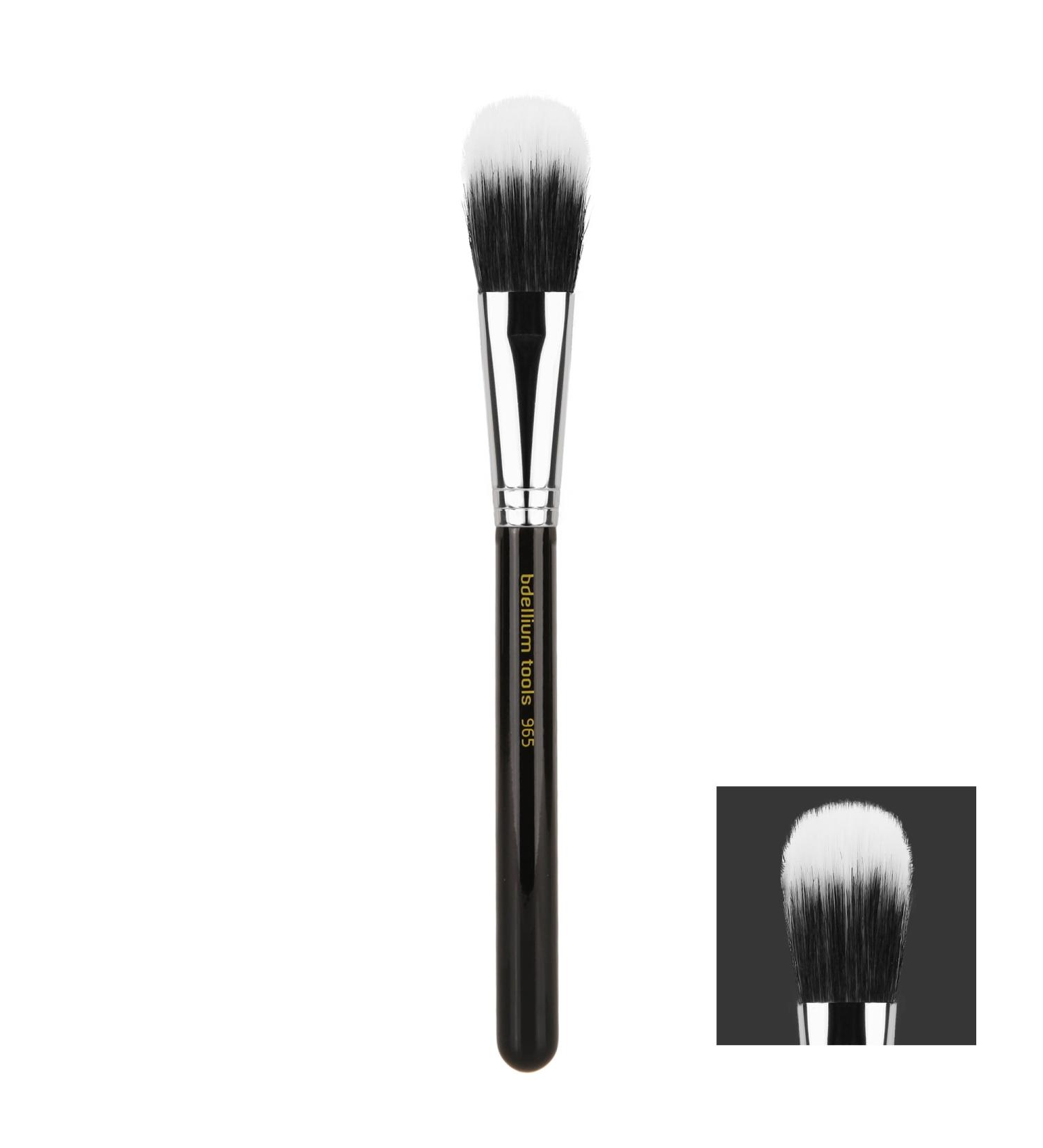 Bdellium Tools Professional Makeup Brush - Maestro Series 965 Duet Fiber Blusher - With Mix of Soft Synthetic & Natural Fibers For Applying Pop of Color (Black 1pc)
