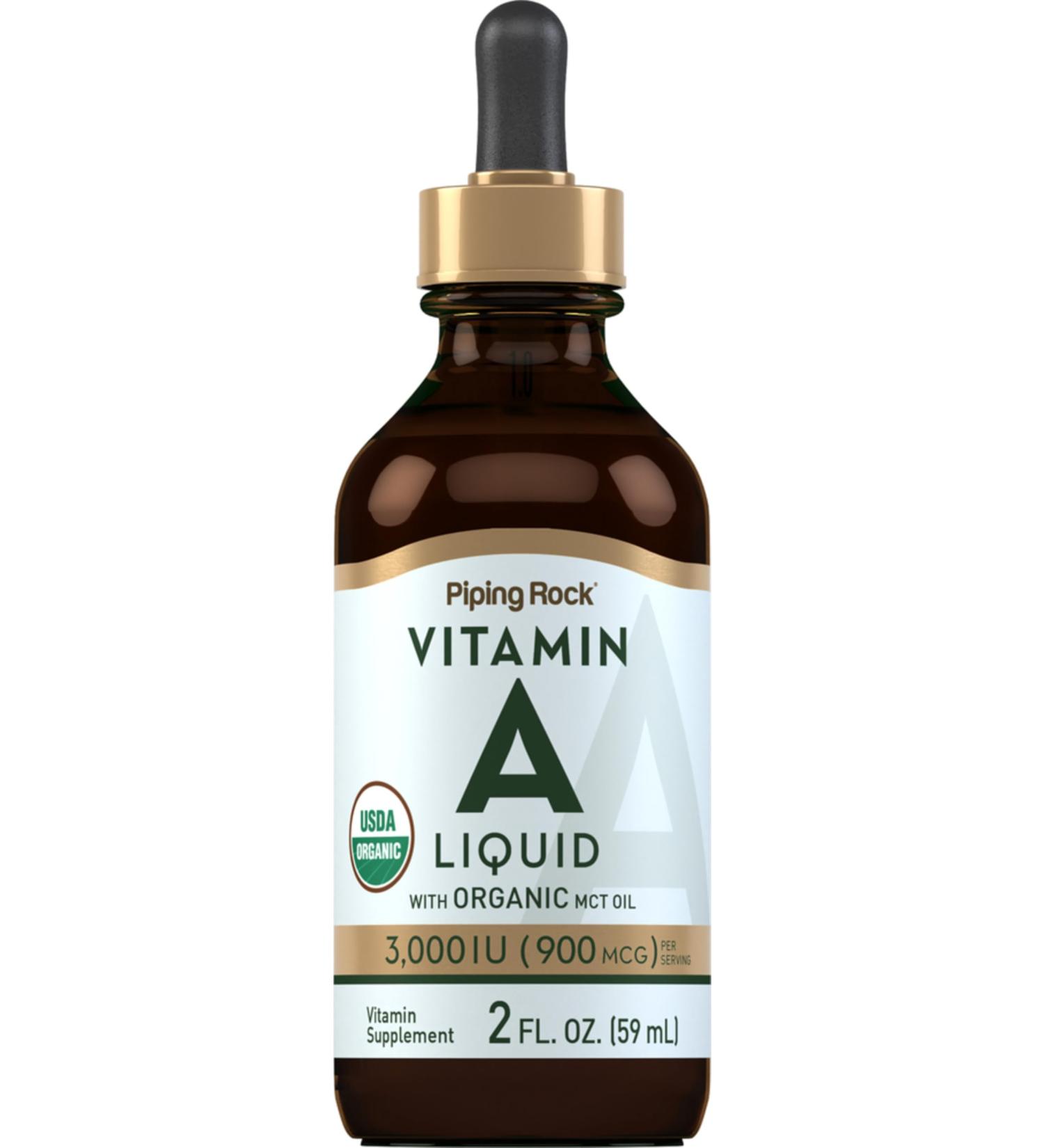 Piping Rock Vitamin A Liquid Drops | 2 fl oz | with Organic MCT Oil | Non-GMO Gluten Free Supplement - Buy Online on GoSupps.com