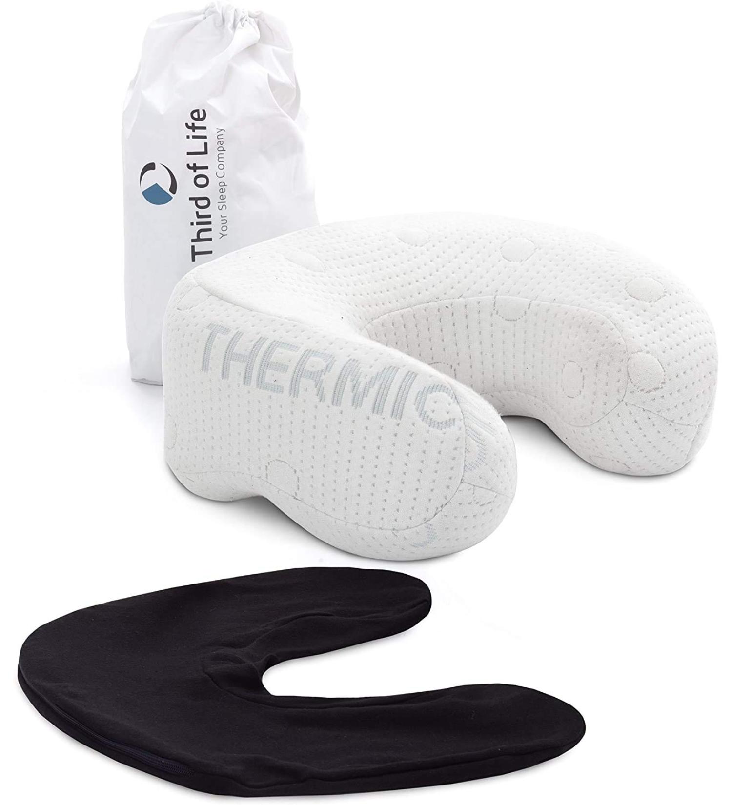 Buy Naked Pillow Andar - Orthopedic Memory Foam Neck Support Travel Pillow for Car Plane & Train | Climate Cover & Free Cotton Cover | 30x26x13/10 cm - Buy Online on GoSupps.com