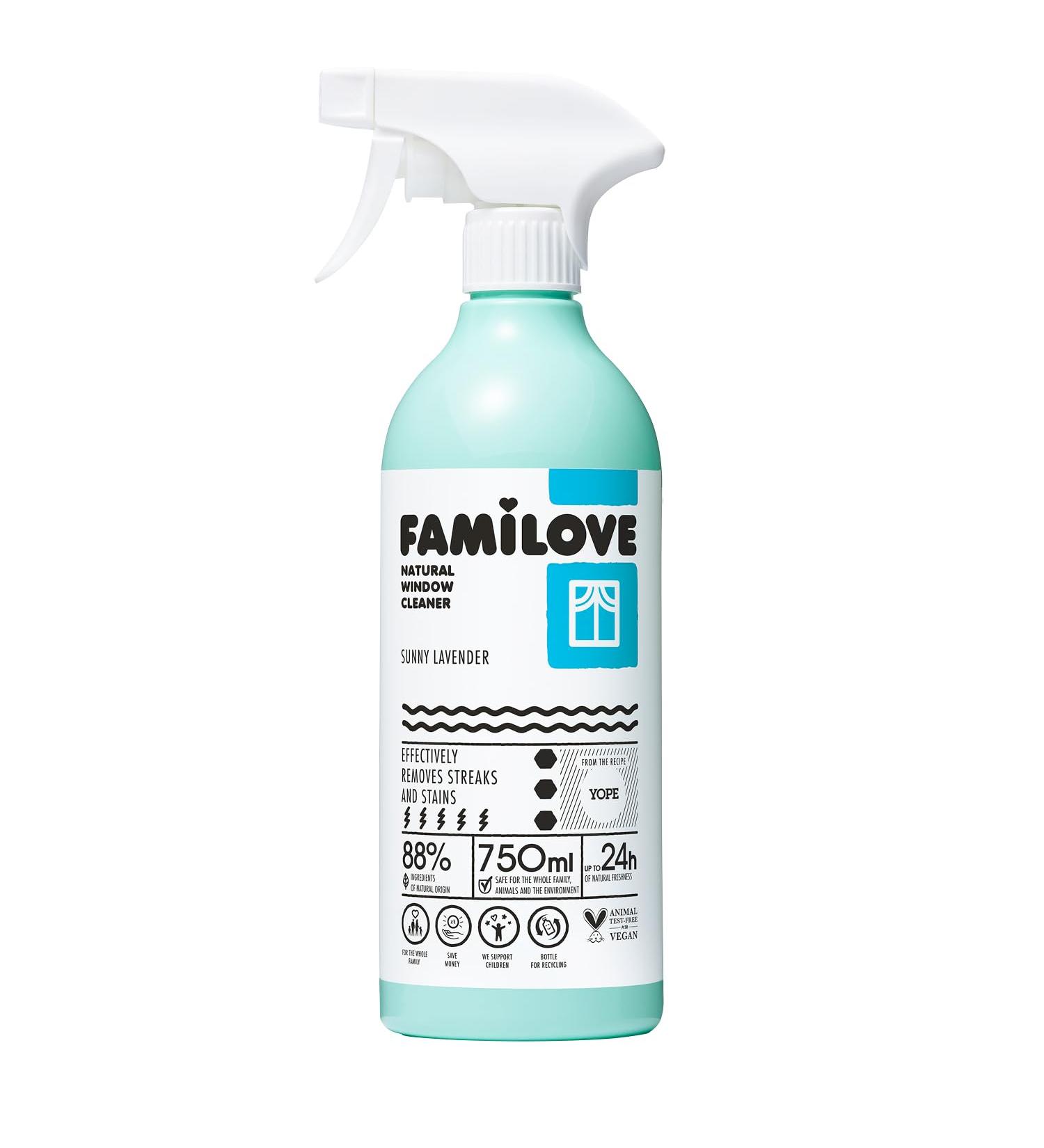 YOPE Window Glass & Mirror Cleaner Spray | 88% Natural Ingredients | FAMILOVE 750ml - Buy Online on GoSupps.com