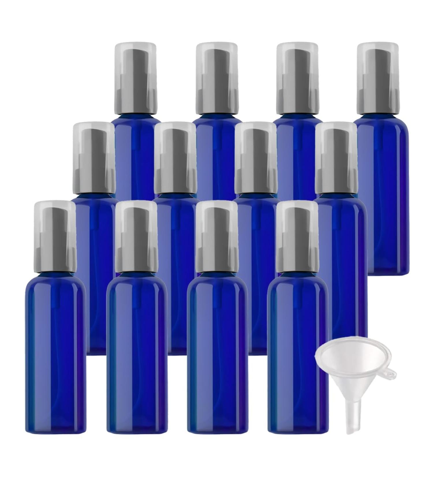 ZEOABSY 12 Pieces 100 ml Blue Lotion Bottles with BlackÂ Pump 100ml Empty PET Plastic Lotion Pump Bottle Cosmetic Gel Travel Container for Cosmetic Make up Cleaning + 2 x Funnel Blue 100ml - Buy Online on GoSupps.com