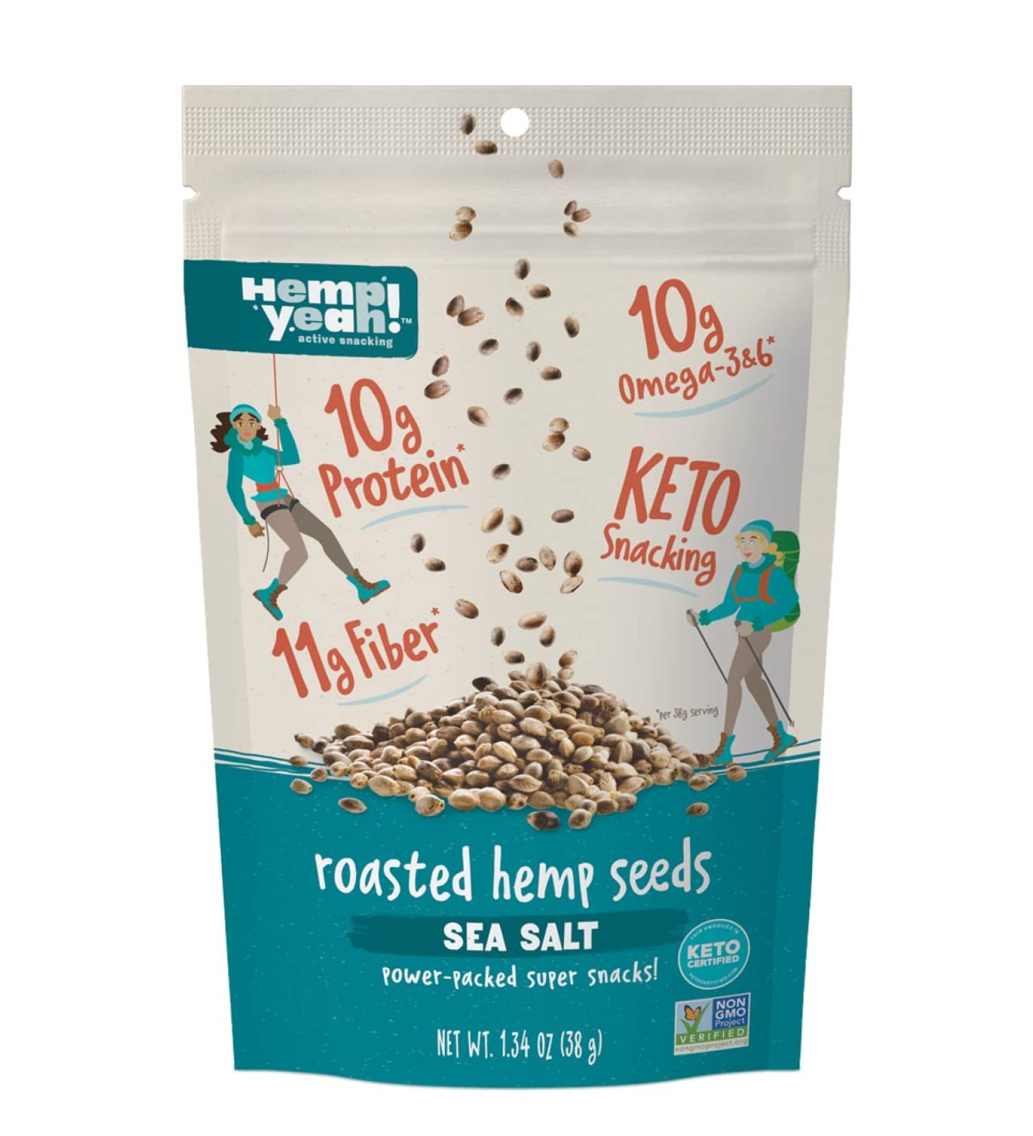 Hemp Yeah! Roasted Hemp Seeds  Keto Certified Travel Snack - 10g of Protein  10g of Omegas  11g of Fiber per Serving  Non-GMO Project Verified Superfood - Perfect for on-the-go - 1.34oz 1.34 Ounce (Pack of 1) - Buy Online on GoSupps.com