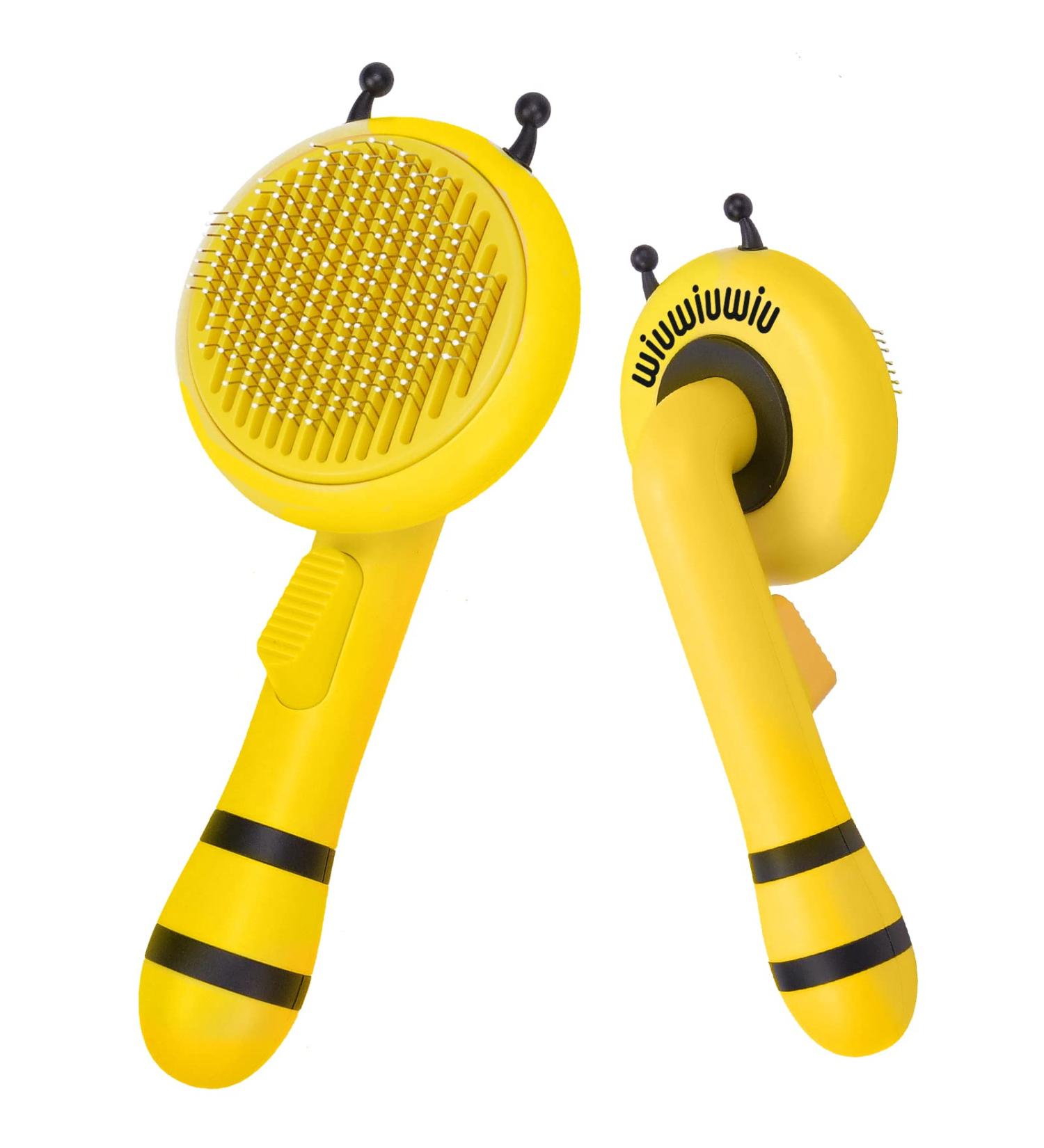 Self Cleaning Pet Grooming Brush - wiuwiuwiu Cute Bee Cat Brush for Dogs Cats | Soft Comb with 184 Massage Needles | Shedding & Grooming Tool for Cats Dogs | Pet Supplies - Buy Online on GoSupps.com