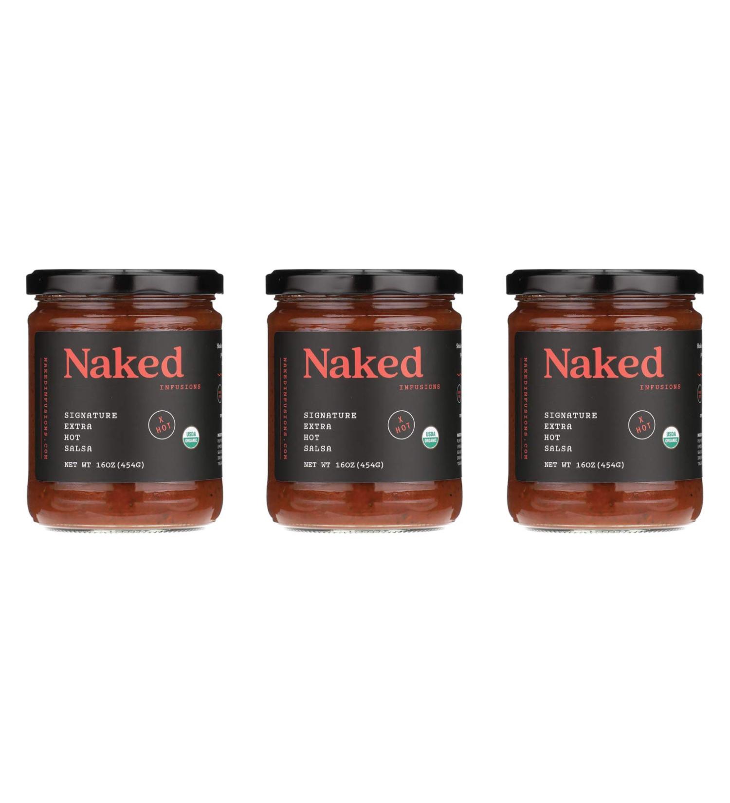 Naked Infusions Organic Gourmet Salsa 3-Pack - Extra Hot and Spicy - 3 x 16oz Jars - Award Winning Smooth Salsa - Buy Online on GoSupps.com