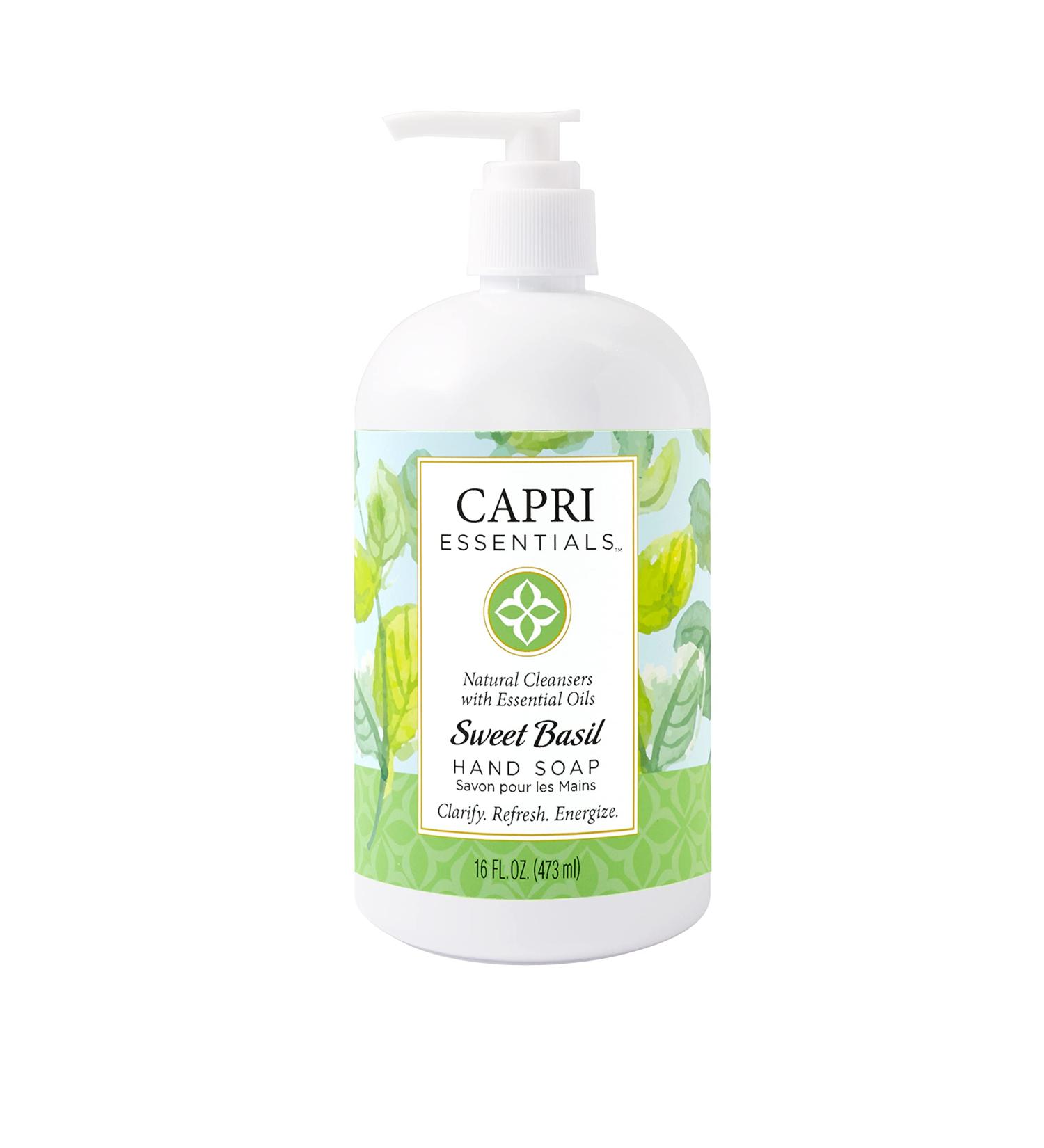 CAPRI ESSENTIALS Hand Soap Liquid Natural Household Cleaning Supplies Gentle Plant Based Aromatic Hand Wash with a Blend of Essential Oils Removes Dirt & Grime Sweet Basil Scent 16 FL Oz 23 Fl Oz (Pack of 1) - Buy Online on GoSupps.com