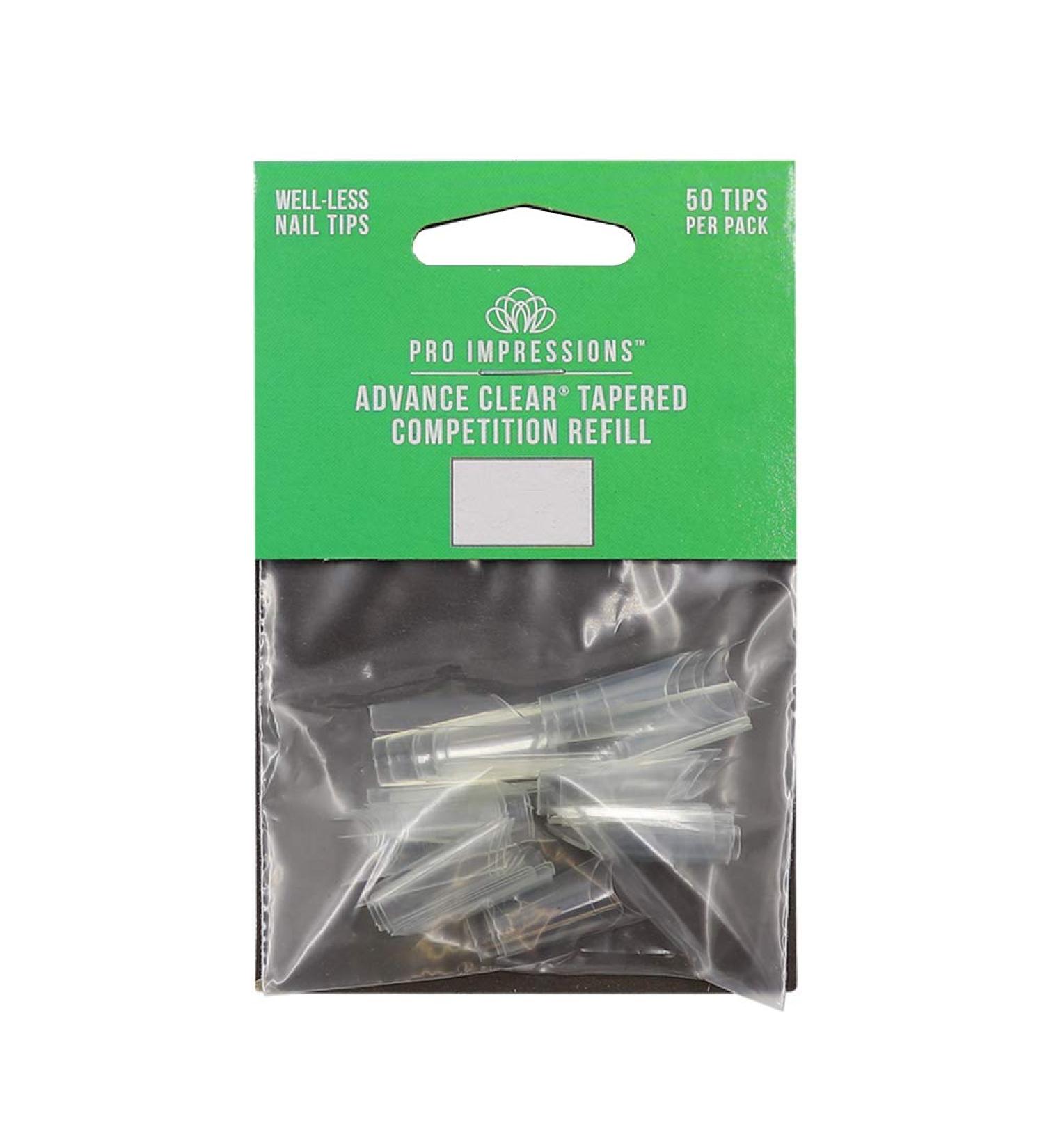 Pro Impressions Advance Clear Tapered Competition 50 Nail Tips Size 7