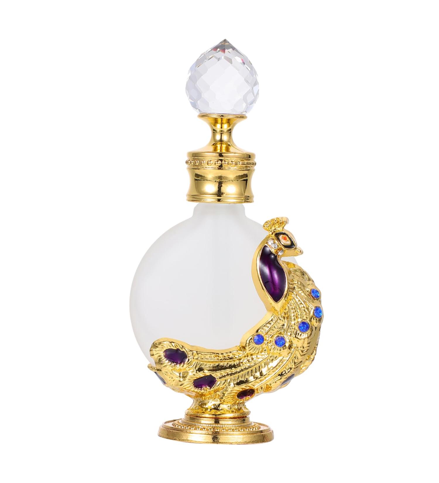 PLAFOPE 1pc Peacock Essential Oil Bottle Perfume Bottle Liquid Holder Liquid Dispenser Perfume Dropper Bottle Liquid Bottle Glass Empty Holder 3.1x10.5cm Golden - Buy Online on GoSupps.com