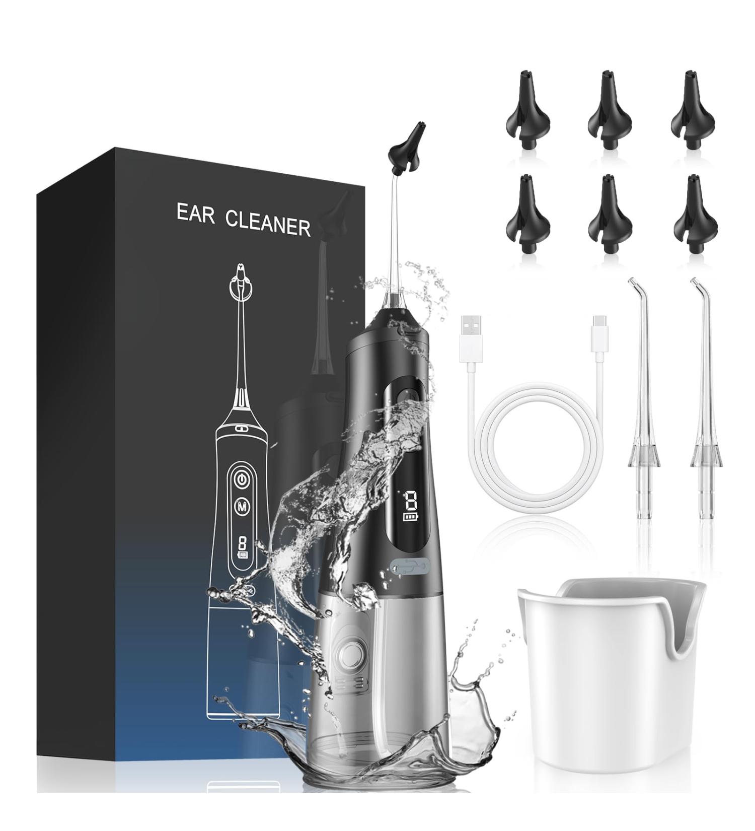 Electric Ear Wax Removal Tool - Water Powered Ear Cleaner 6 Tips Safe Ear Irrigation 9 Pressure Modes USB Rechargeable - Family Essential - Buy Online on GoSupps.com
