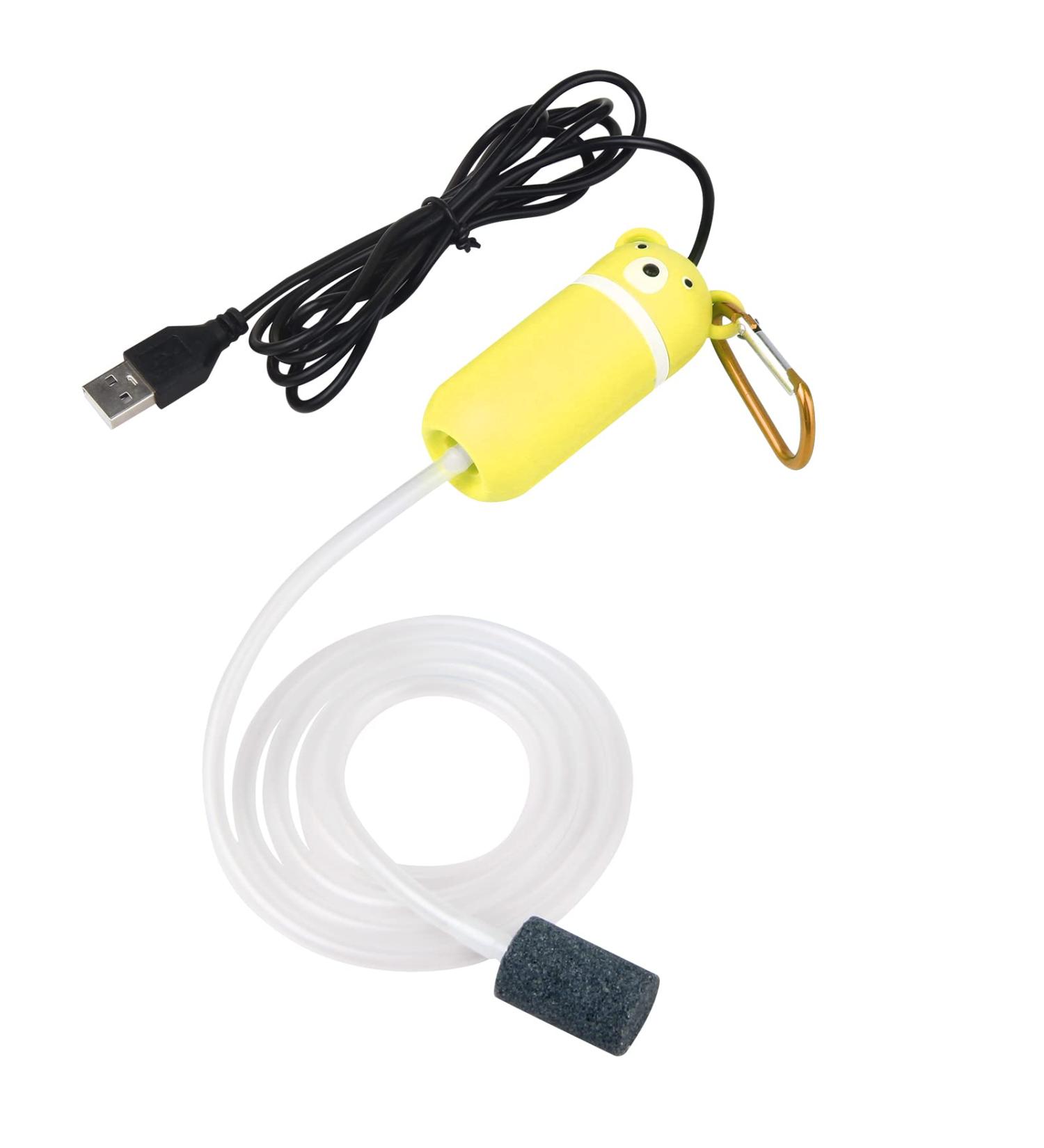 Quiet USB Aquarium Air Pump - Mini Portable Oxygen Pump with Accessories | 1.5m Cable Air Stone & Silicone Hose - Buy Online on GoSupps.com