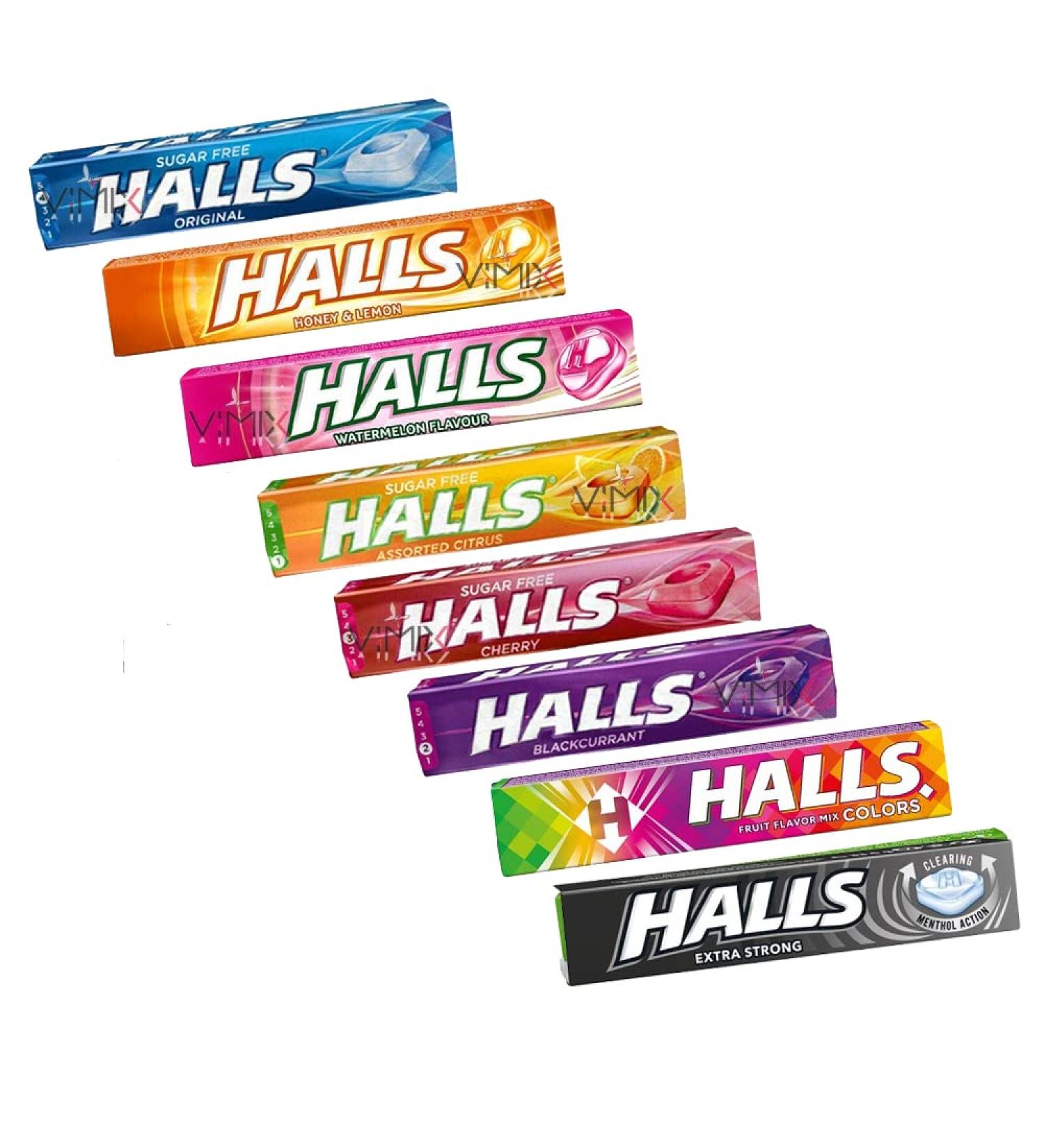 Halls Sweets 08 Flavor Mixed | Mild Spearmint Honey-Lemon Yellow Watermelon Assorted Citrus Mentholyptus Original - Buy Online on GoSupps.com