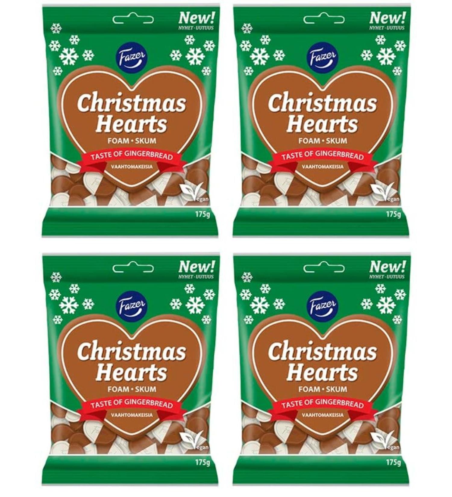 Fazer Christmas Hearts Chocolate 4 Packs of 175g 24.8oz