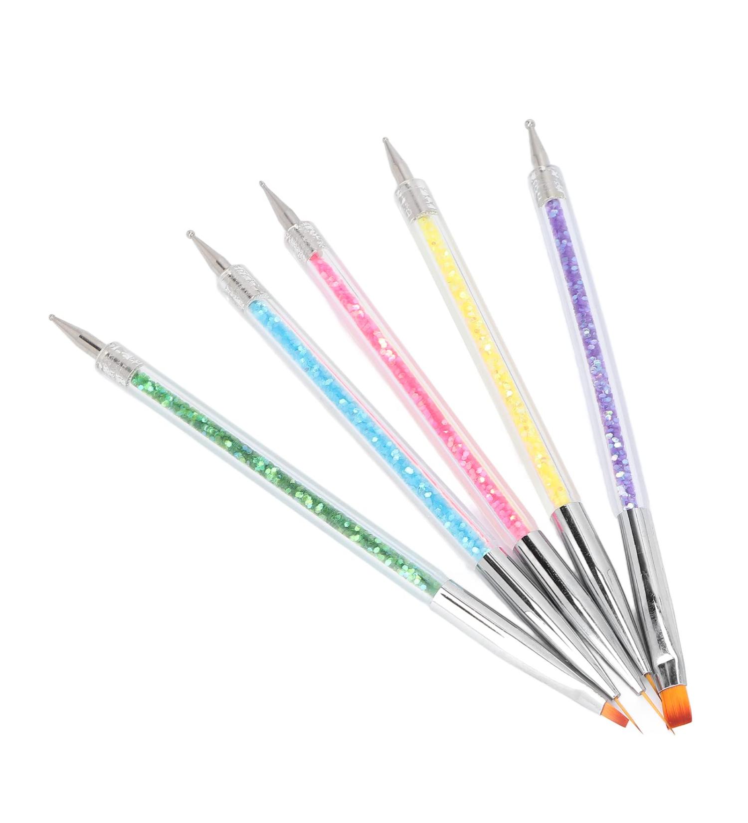 Nail Art Brush Compact Portable Nylon Hair Double Headed Nail Dotting Pen Professional for Women Girls for Nail Artist for Nail Salon for Home - Buy Online on GoSupps.com