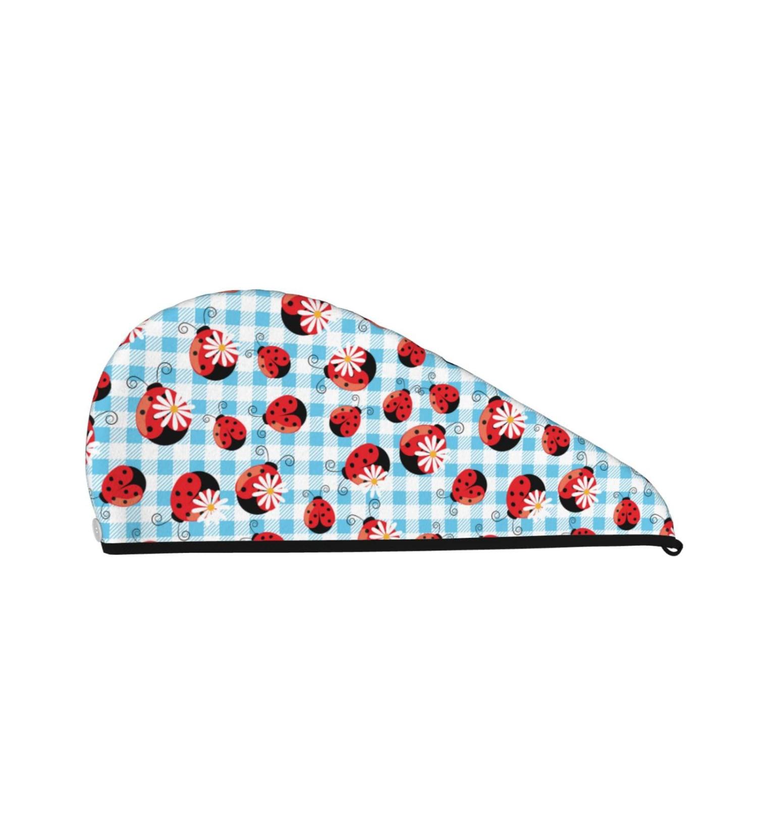 Flowers and Lady Bugs Microfiber Hair Towel Soft Super Absorbent Wrap | Quick Dry Coral Velvet for Long Curly & Thick Hair - Buy Online on GoSupps.com