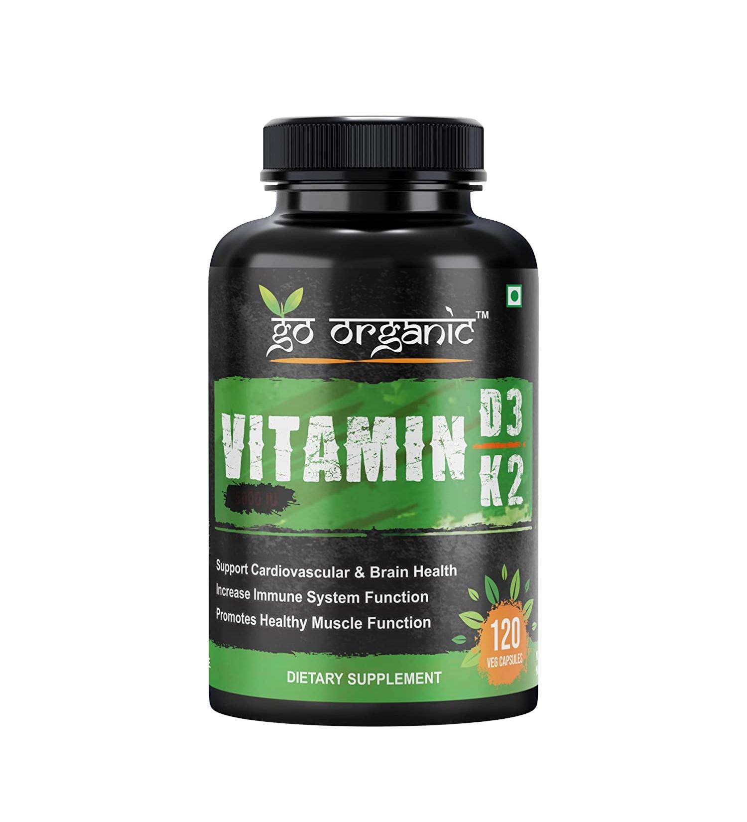 Kavir Plant Based Organic 120 Capsules | Vitamin D3 + K2 Capsules Vitamin K2-7 to Support Bone & Heart Health in Men & Women - Buy Online on GoSupps.com