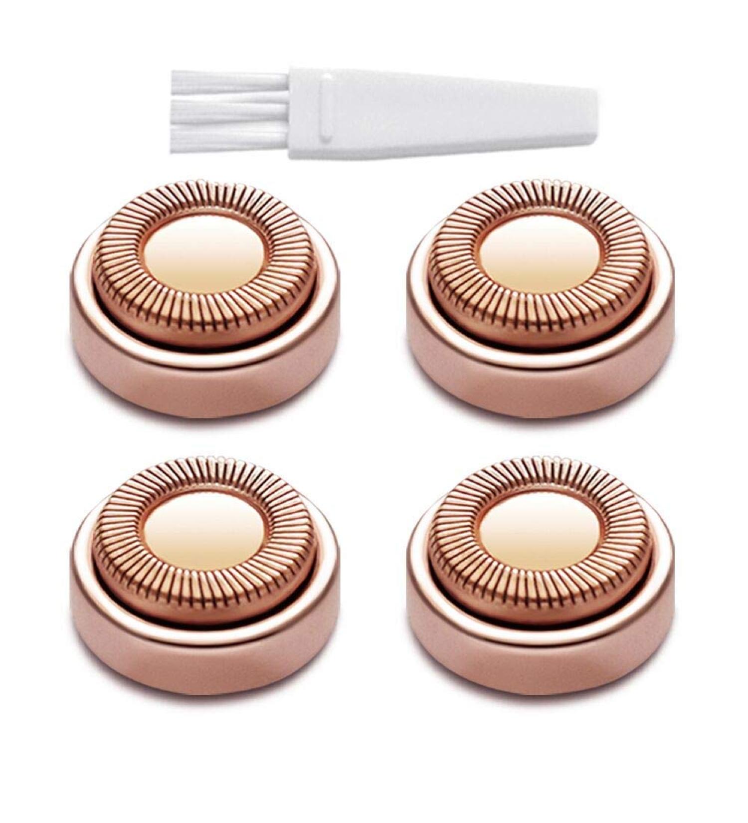 4Pcs Facial Hair Remover Replacement Heads - Painless Epilator Blades for Women - Gold Rose - Includes Cleaning Brush - Buy Online on GoSupps.com