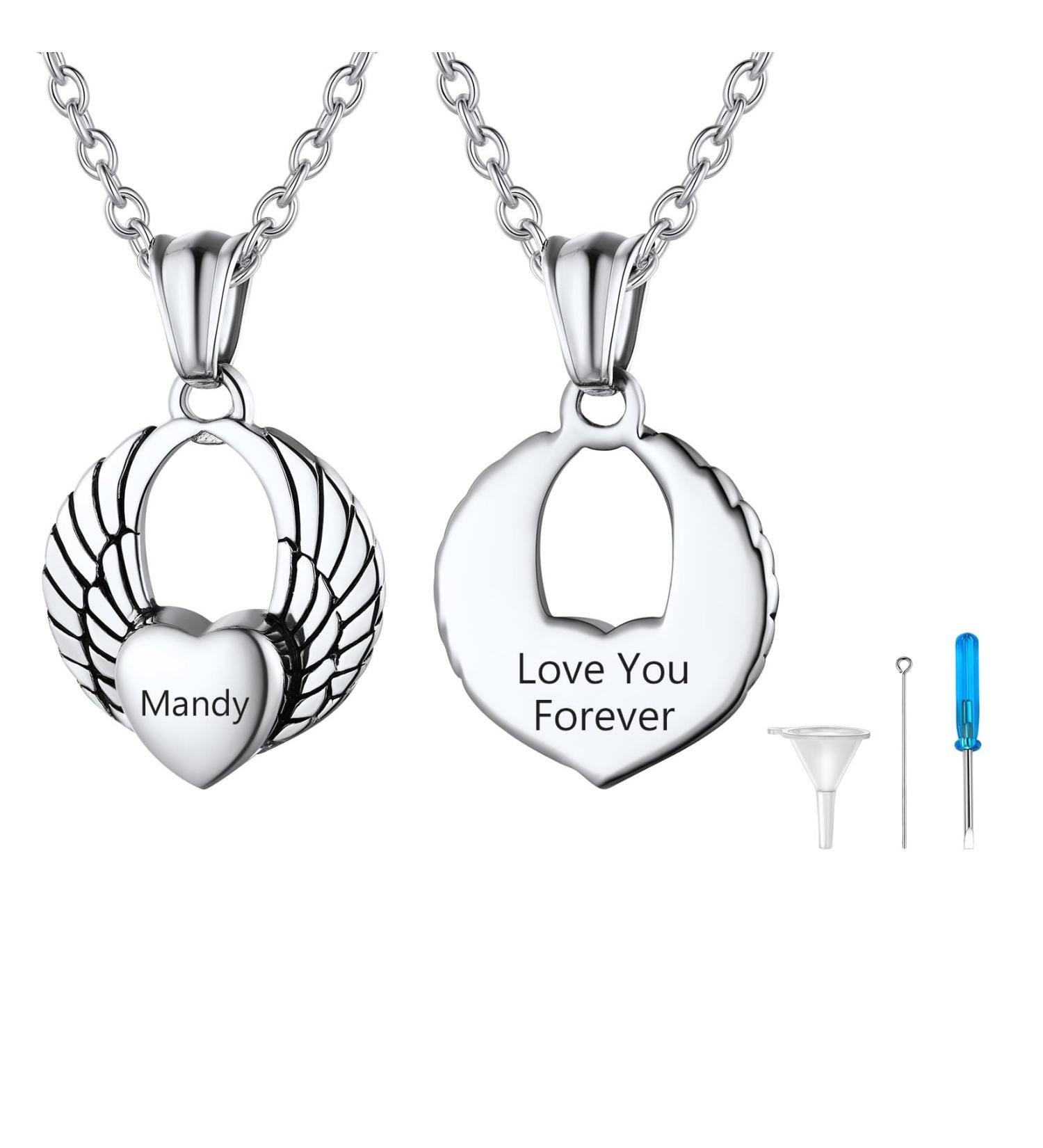 U7 Women's Cremation Urn Necklace - Celtic Knot Dog Feet Wing & Crucifix - Stainless Steel Pendant for Ashes - Adjustable Burial Jewelry for Men - 04 Silver - Buy Online on GoSupps.com