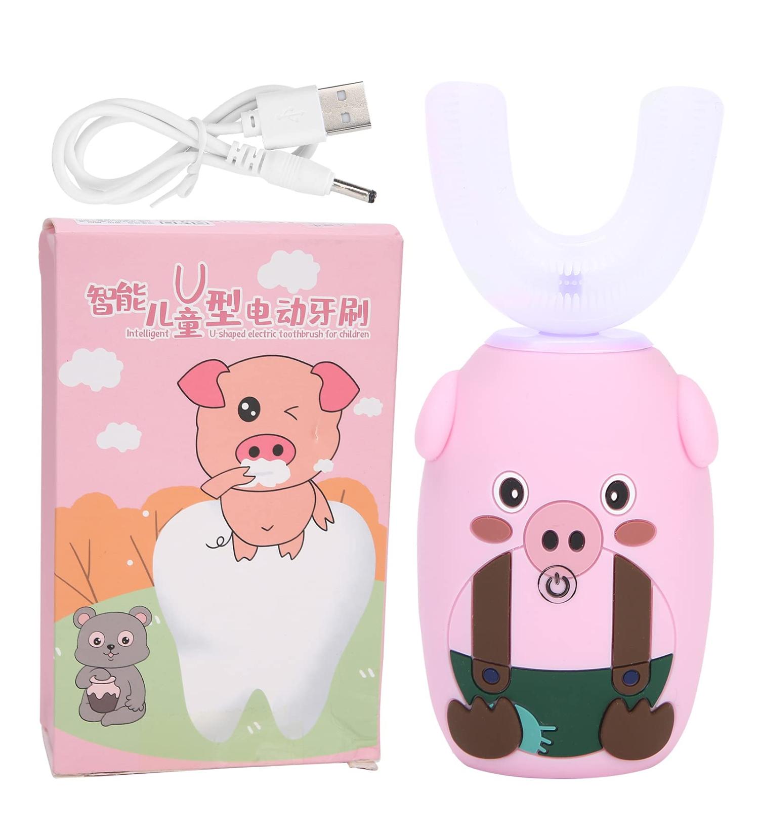 U-Shaped Automatic Toothbrush for Kids - Pink Electric Sonic Teeth Cleaner - Buy Online on GoSupps.com
