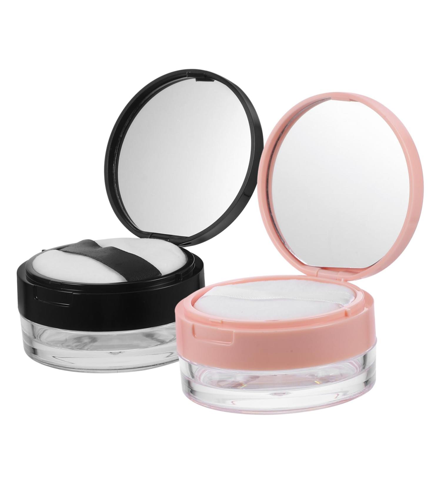 Outanaya 2pcs Portable Powder Box Blusher Powder Jar Face Powder Jar Foundation Powder Jar Kit Black Plastic - Buy Online on GoSupps.com