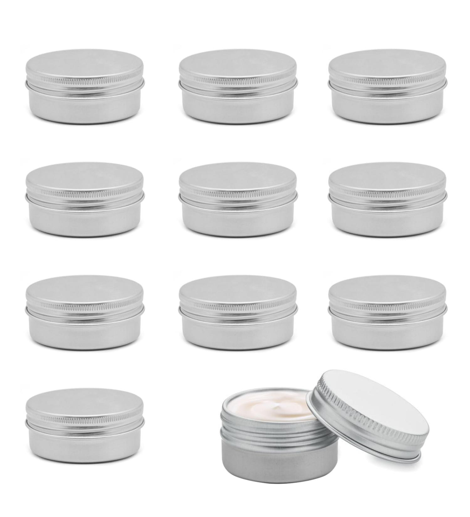 10g Stucco Aluminum Jars - Travel Cream Cans with Lids for Cosmetics Lip Balm Lotion & Masks - Perfect Mini Containers in Silver - Buy Online on GoSupps.com