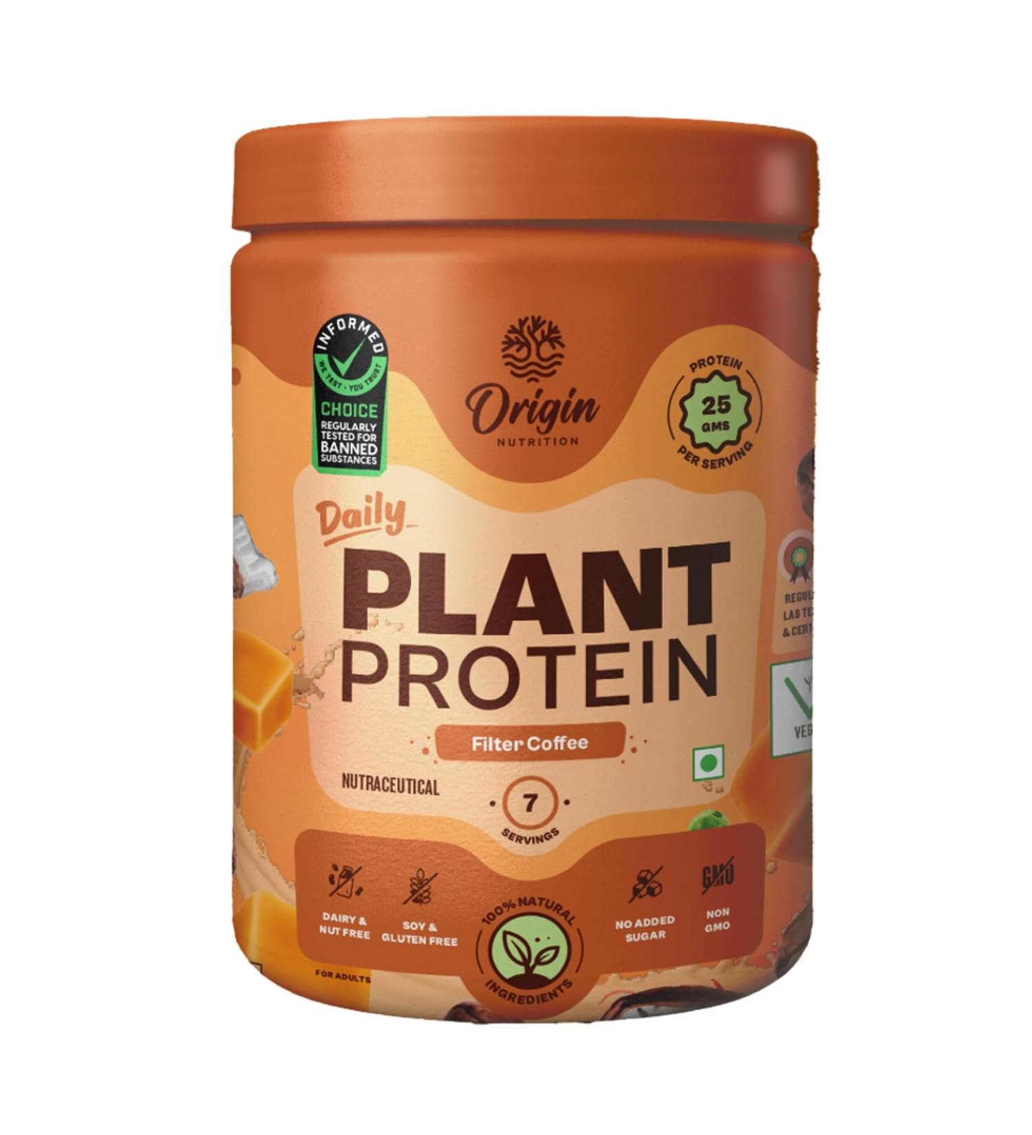 100% Natural Vegan Plant Protein Powder - Easy Digest Filter Coffee 25g Protein Gluten Free Dairy Free No Added Sugar Soy Free Non-GMO - 7 Servings (284g - Buy Online on GoSupps.com