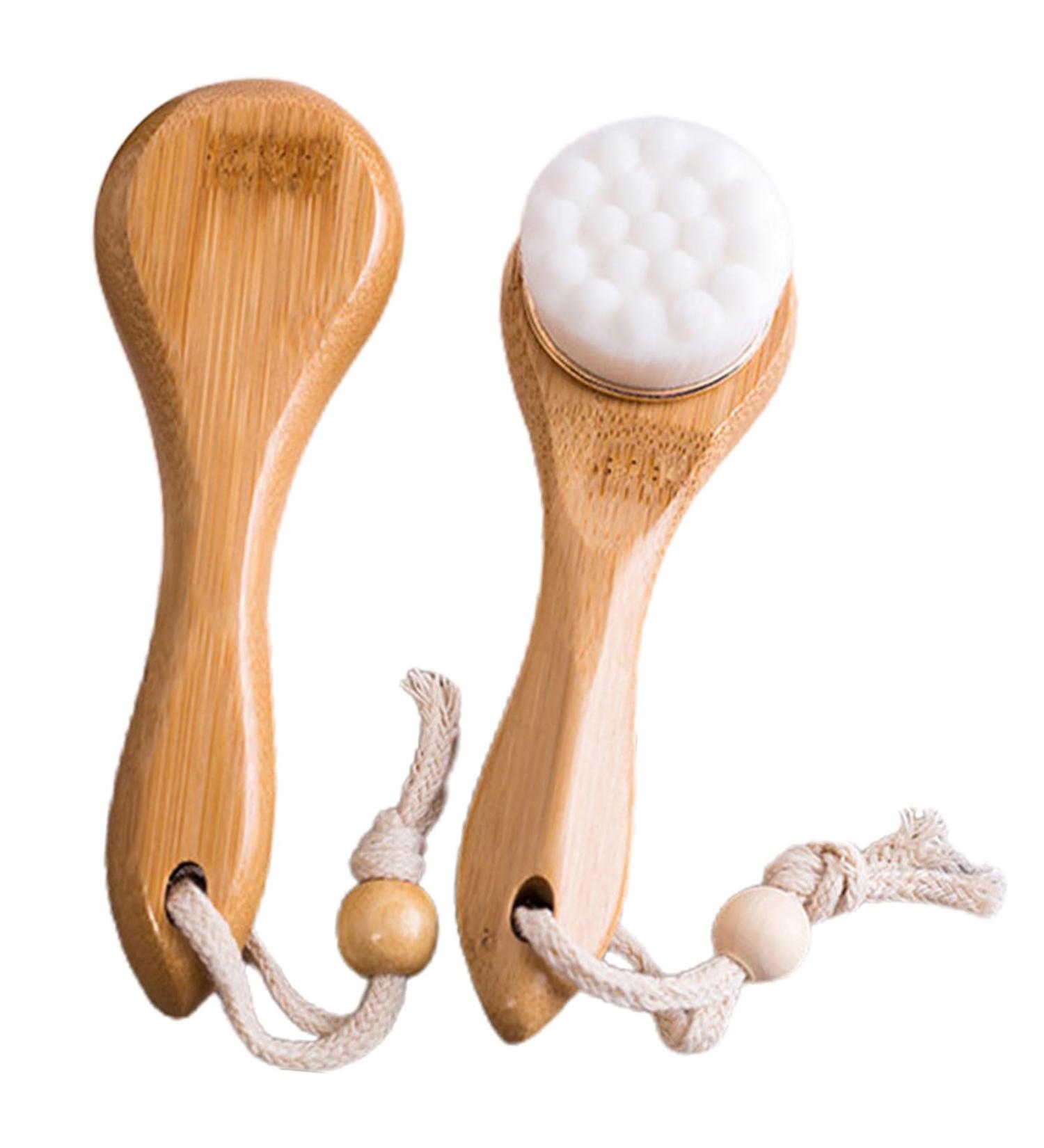 JYTDBCS Bamboo Charcoal face wash Brush Beech Extended Handle Makeup Brush Cleaning Brush Soft Hair Manual Bath face wash Brush - Buy Online on GoSupps.com