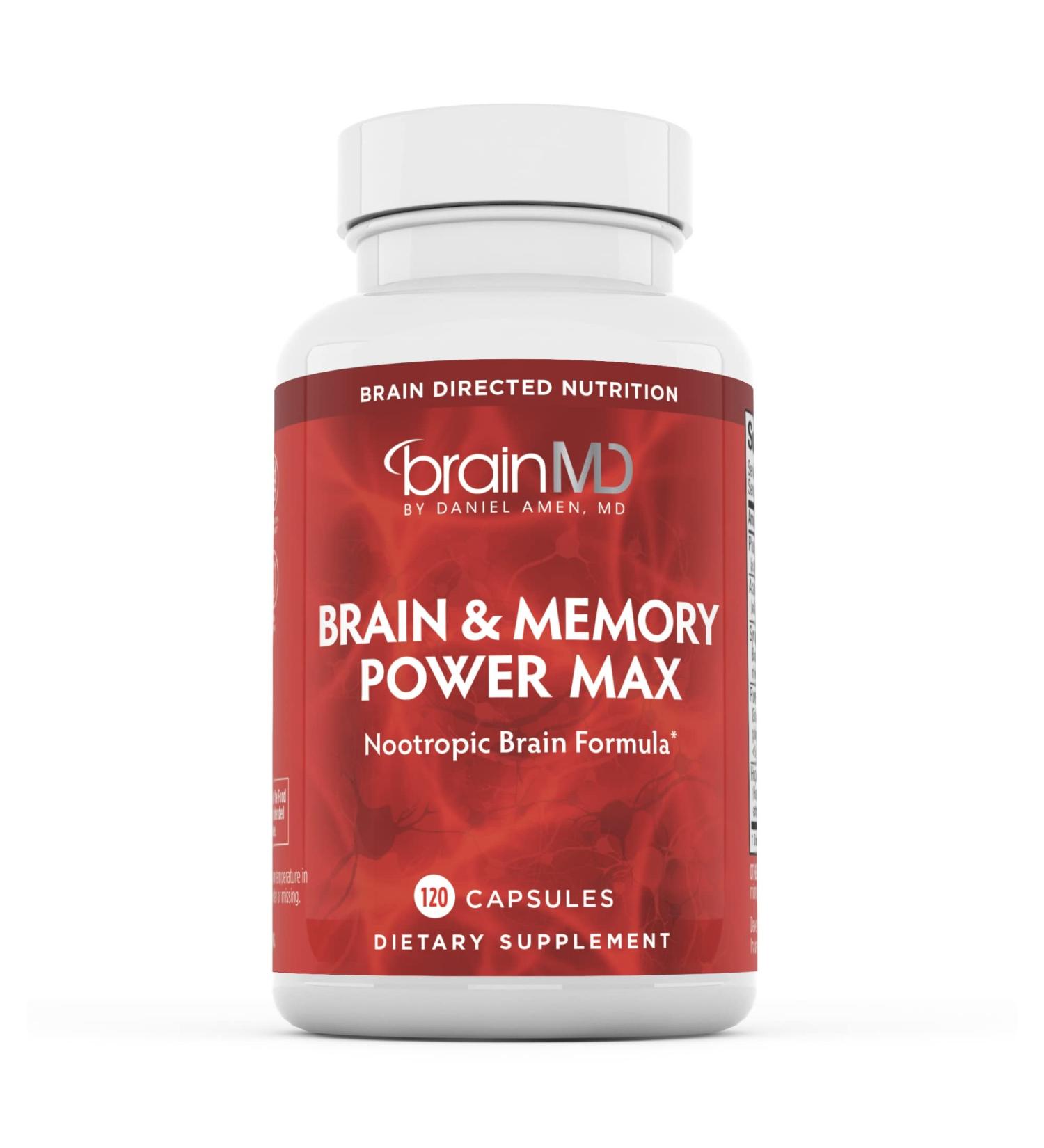 BRAINMD Dr Amen Brain & Memory Power MAX - 120 Capsules - Nootropic Supplement with Ginkgo Biloba Extract & Huperzine A - 30 Servings - Buy Online on GoSupps.com