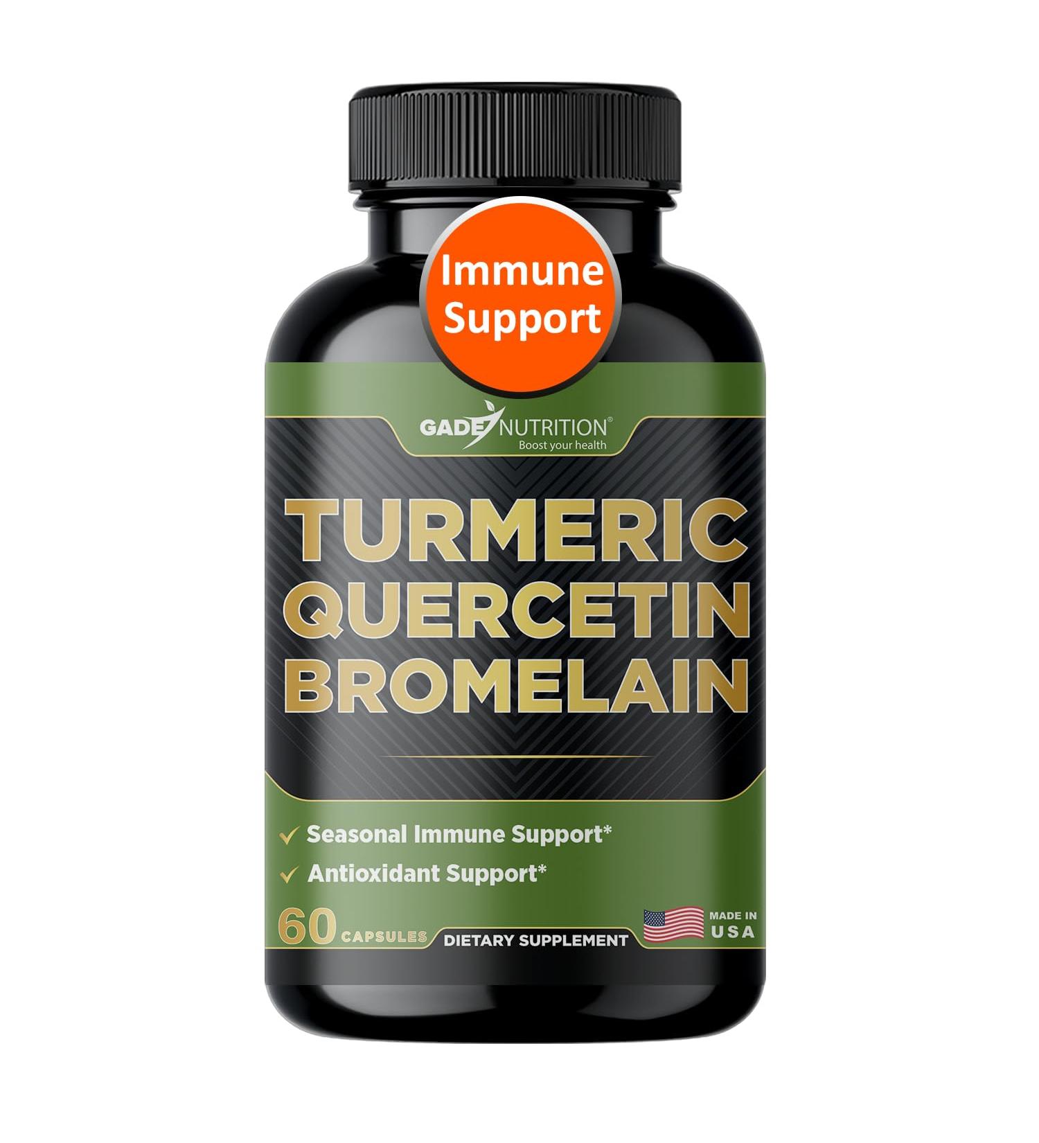 Gade Nutrition Turmeric Quercetin with Bromelain Supplement | Supplement in Capsules for Immune Support Allergy Relief Joint Support | Non-GMO Gluten-Free Made in USA 60 Count (Pack of 1) - Buy Online on GoSupps.com