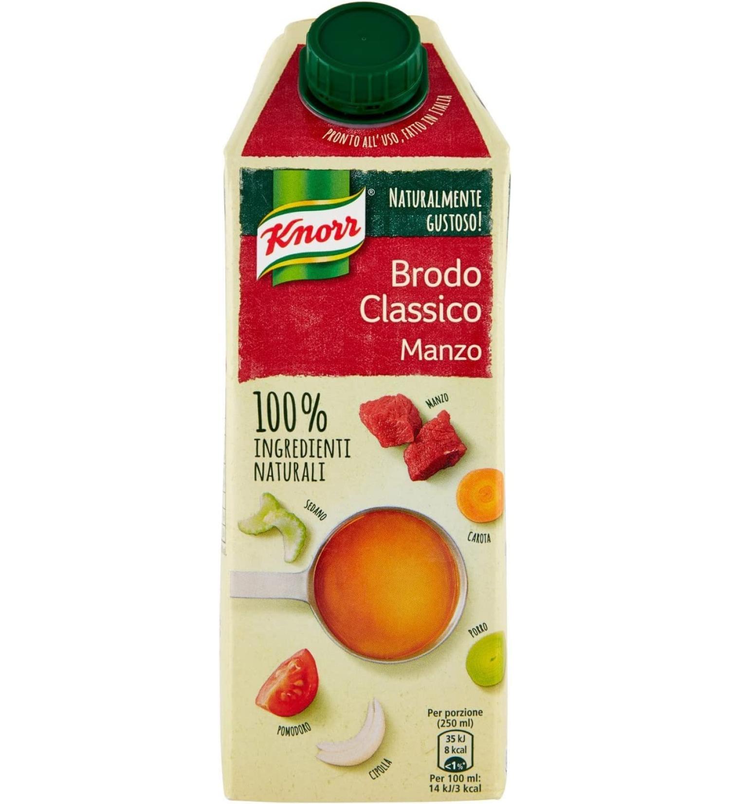 Knorr Brodo Manzo beef broth liquid 100% natural ingredients gluten free brik 750ml - Buy Online on GoSupps.com