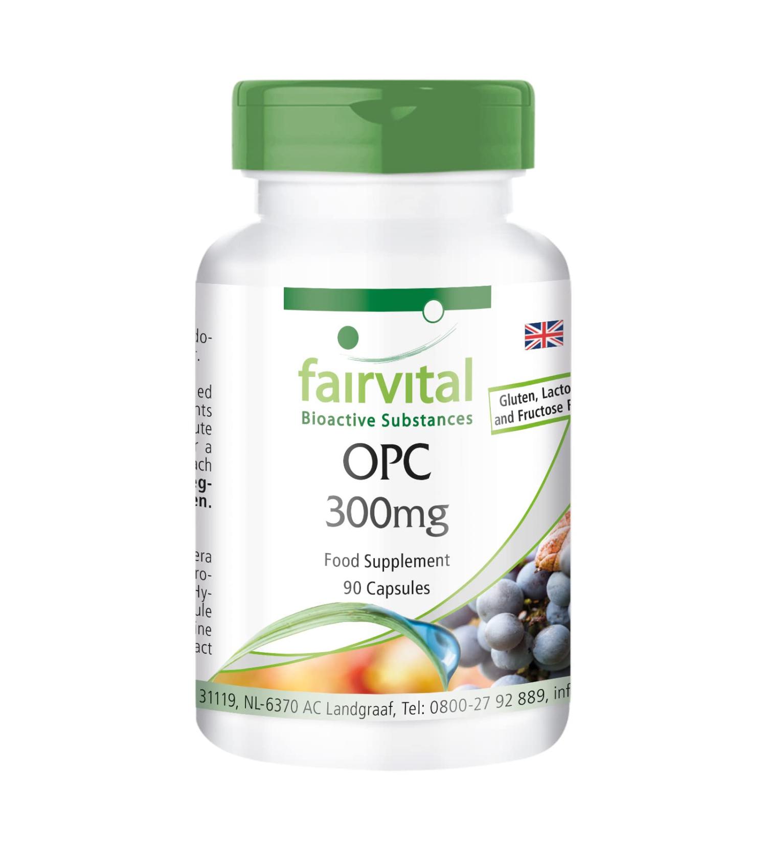 Fairvital OPC 300mg Vegan Capsules - High Dosage - 90 Count Oligomeric Proanthocyanidins - Buy Online on GoSupps.com