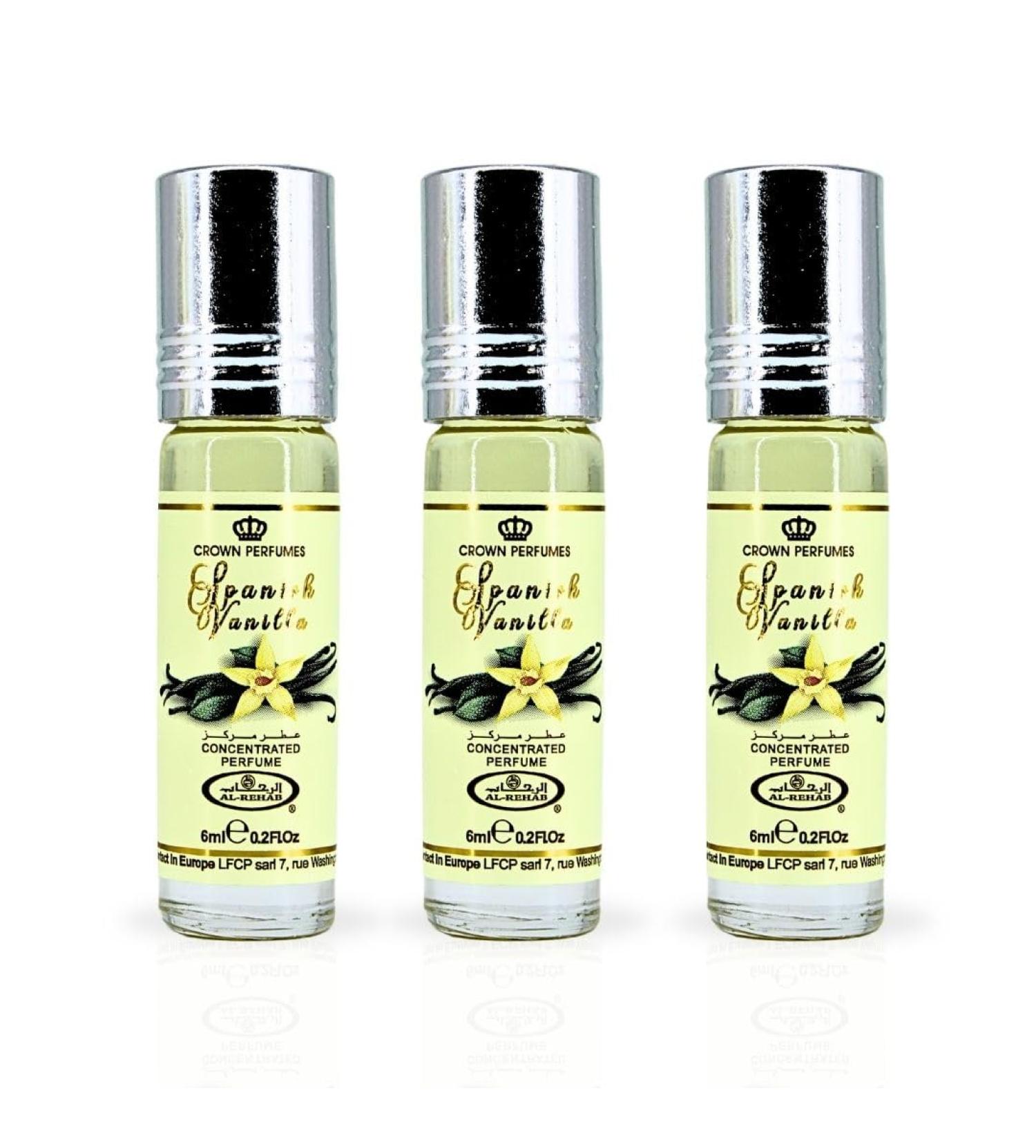 Al-Rehab Spanish Vanilla Perfume Oil 6ML (0.2 Oz) (PACK OF 3) - Arabian Perfume Oils For Women - Long Lasting Concentrated Perfume Oil - A Luxurious Soft & Sweet Women's Fragrance For An Elegant Touch Spanish Vanilla (PACK OF 3) - Buy Online on GoSupps.com