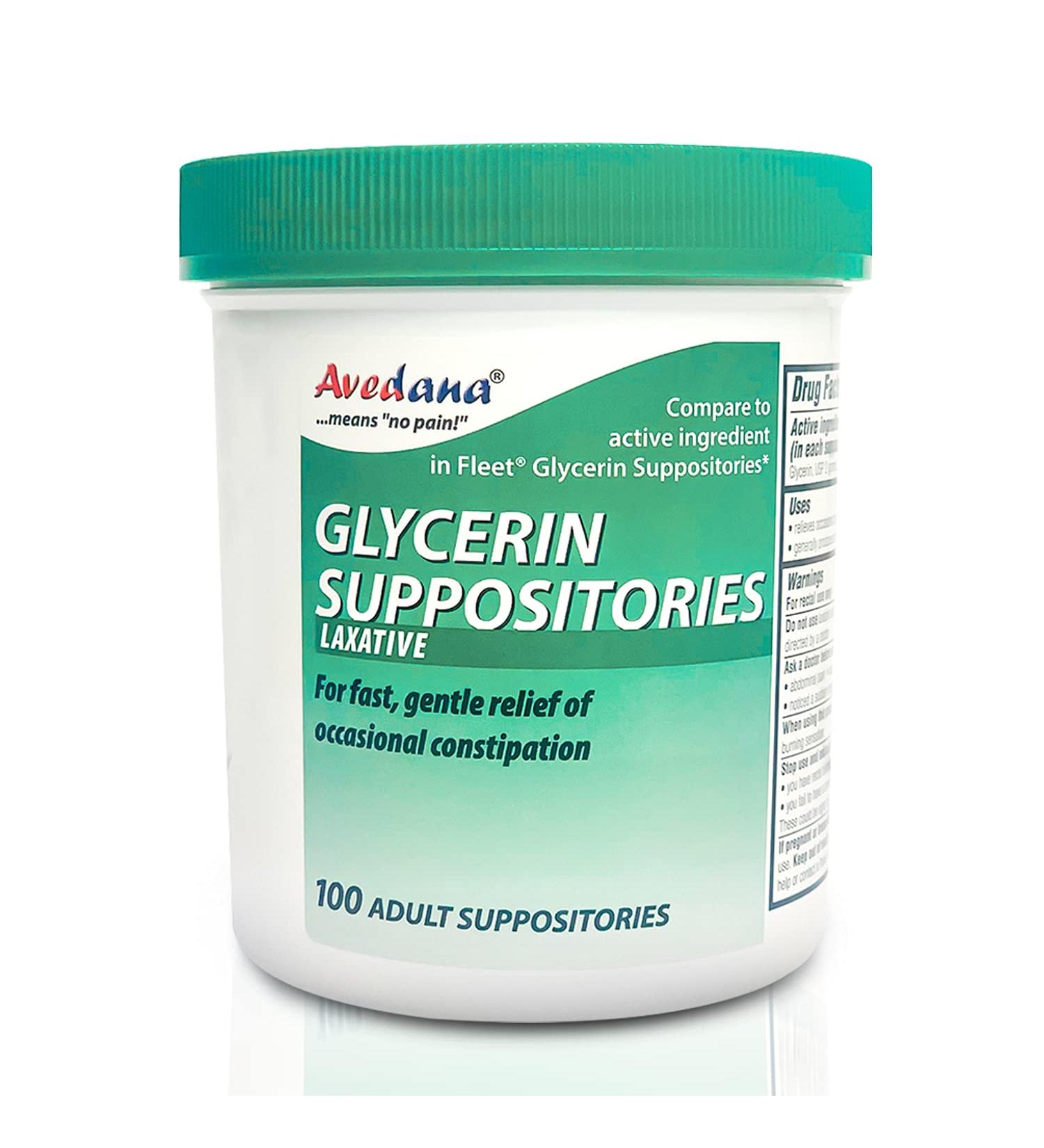 AVEDANA Glycerin Suppositories - Adult Size Laxative for Fast Constipation Relief - 100 Count - Buy Online on GoSupps.com