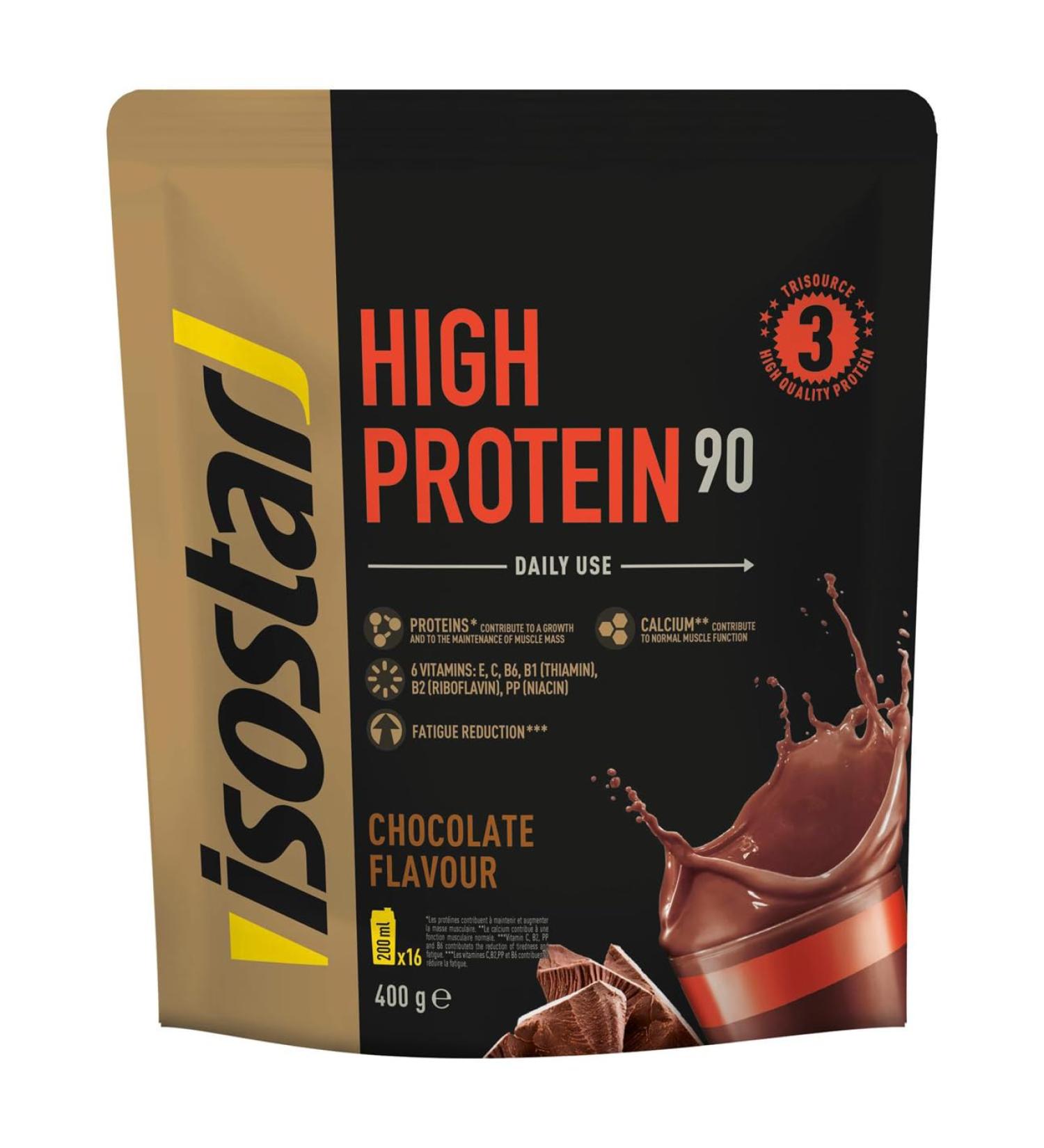 Isostar High Protein 90 - Chocolate Powder for Hyperprotein Drinks | 400g (16 Servings) - International Shipping Available - Buy Online on GoSupps.com