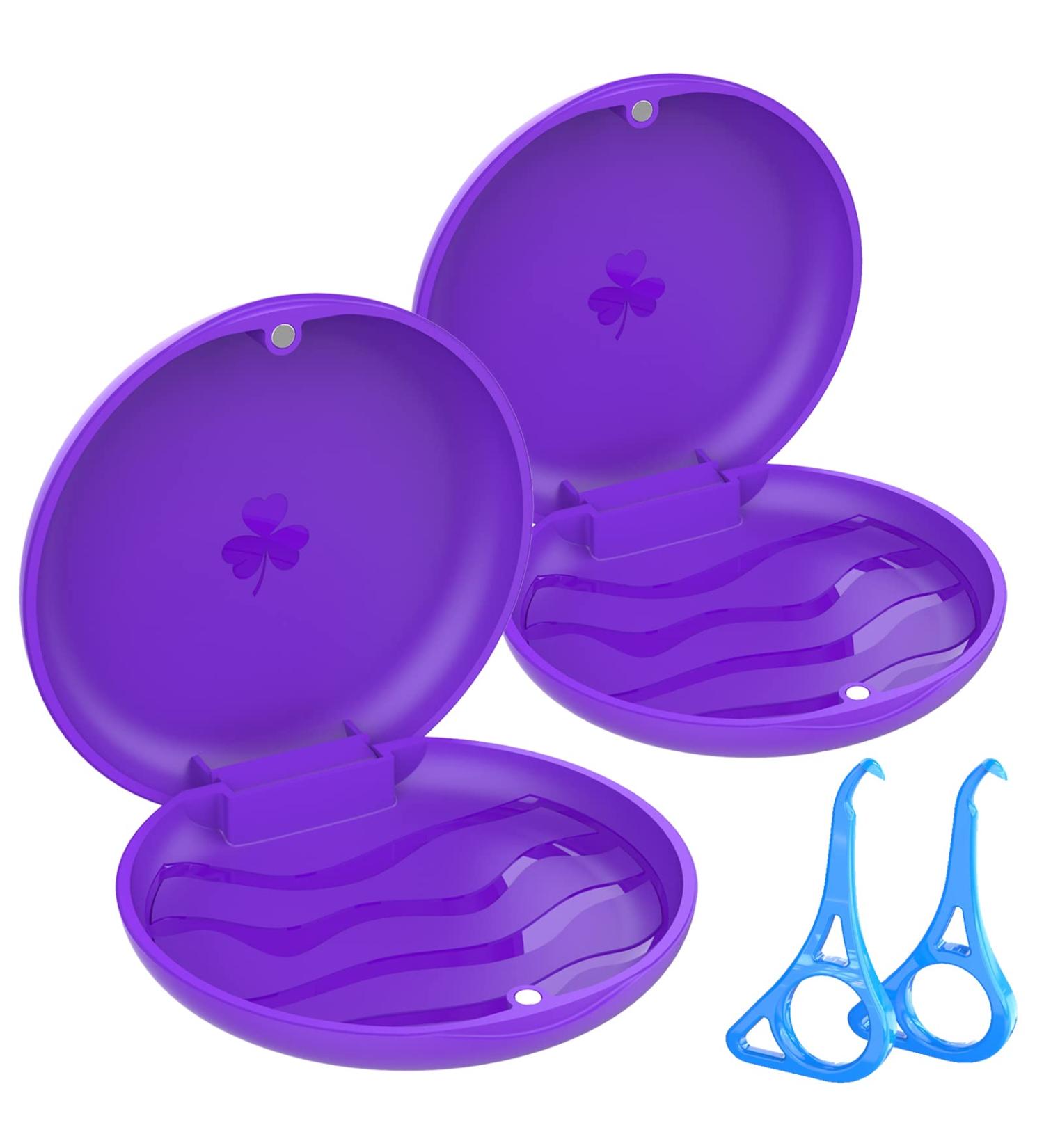 BVN 2 PCs Slim Retainer Case - Orthodontic Dental Storage for Braces Mouth Guard and Teeth Aligners - Purple/Violet - Buy Online on GoSupps.com