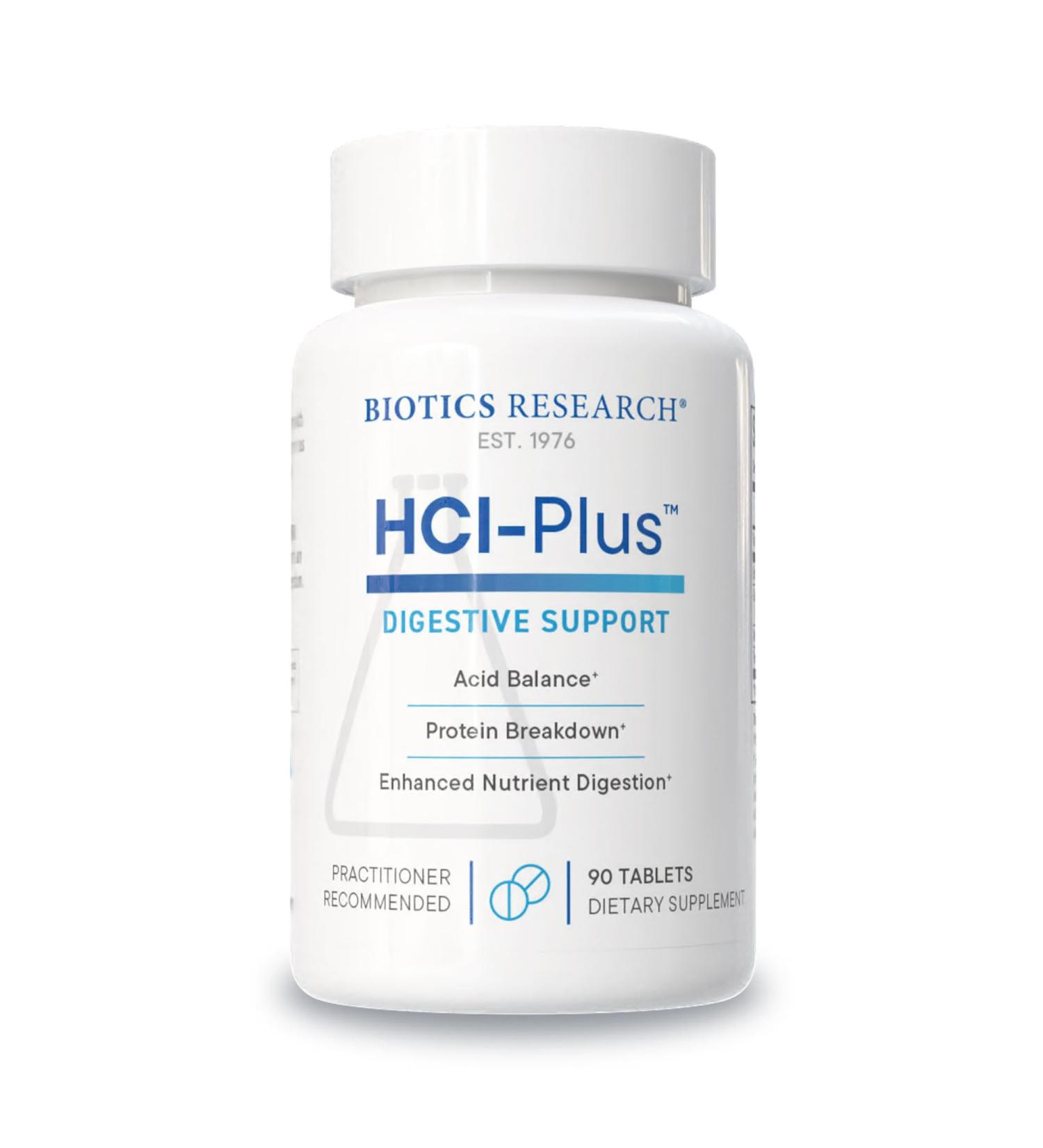 Biotics Research HCl Plus Supplies Betaine Hydrochloride Pepsin Glutamic Acid and More Supports Healthy Digestion 90 Tabs 90 Count (Pack of 1) - Buy Online on GoSupps.com