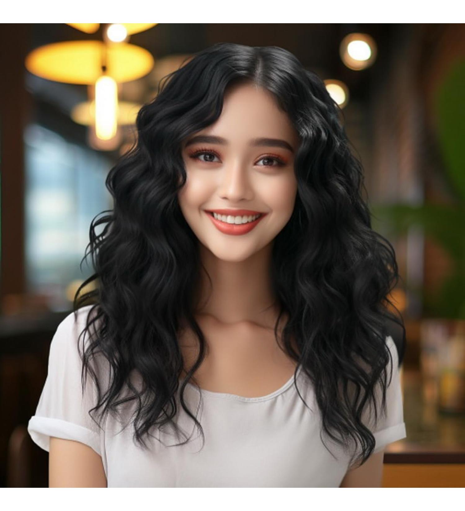 BERRYLION 27 Water Wave Black Synthetic Wig for Women | Long Deep Wave Closure Wig for Black Women - Buy Online on GoSupps.com