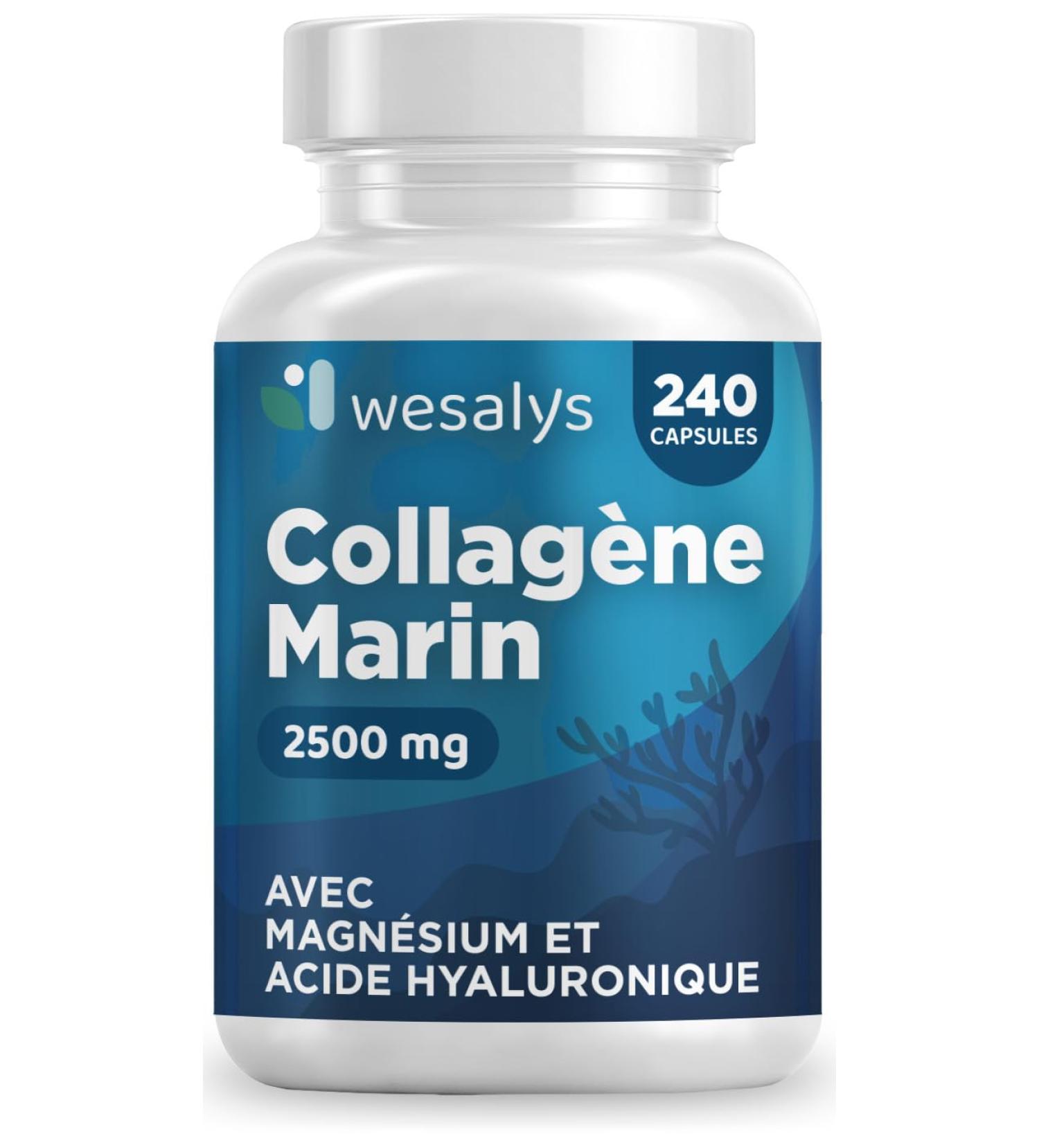 Collagene Marin et Acide Hyaluronique - 240 G lules- 2500mg Collag ne avec Biotine Coenzyme Q10 Zinc Vitamine C Vitamine A Magn sium - Formule Efficace - Qualit Premium WESALYS - Buy Online on GoSupps.com