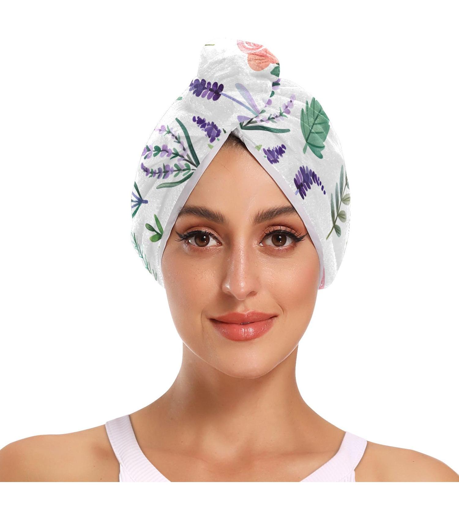 Super Absorbent Lavender Cactus Hair Towel 2 Pack - Quick Dry Turbans for Women & Girls - Buy Online on GoSupps.com