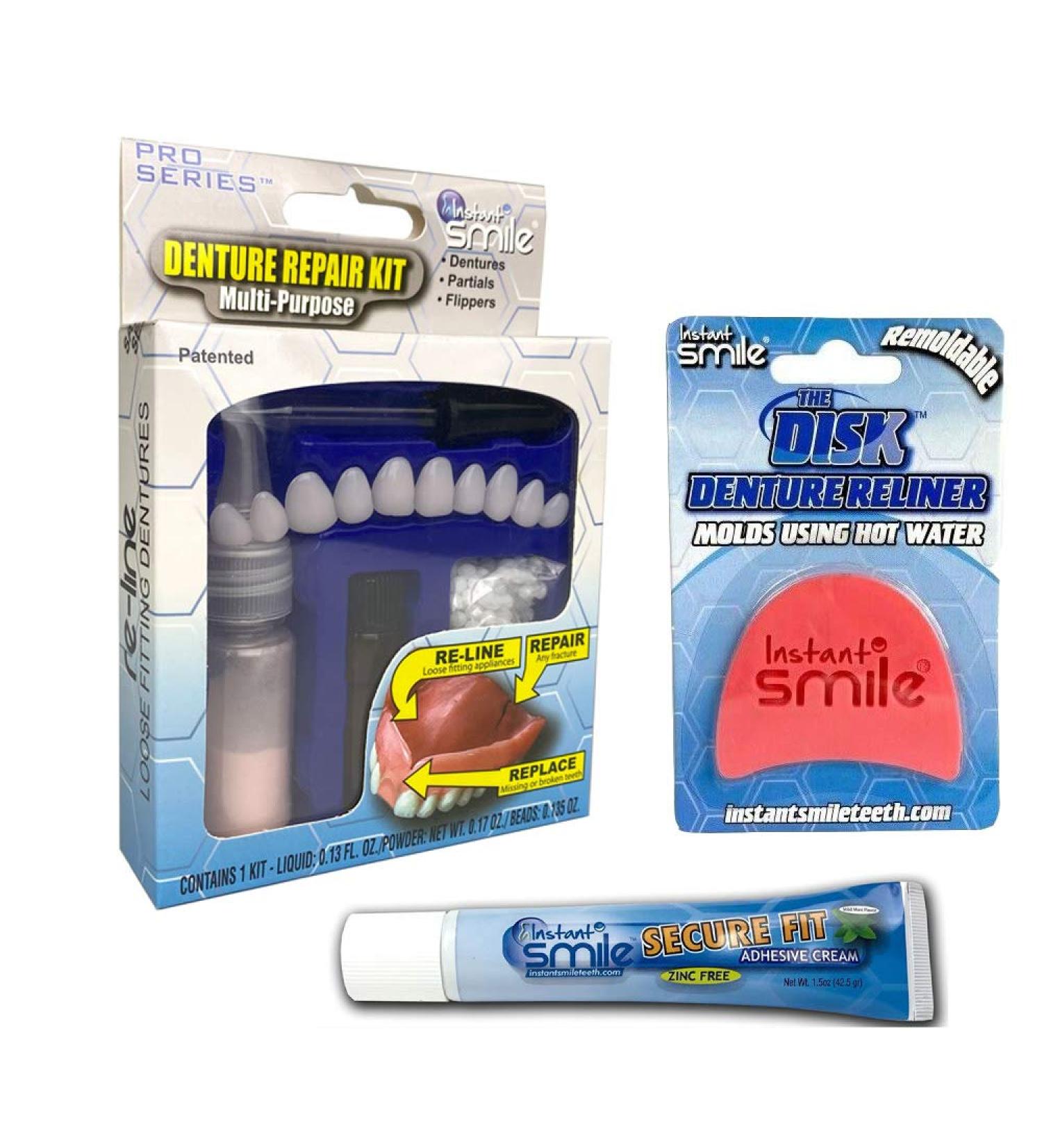 Denture Repair Kit & Reliner Disk with Denture Cream - Easy Denture Re-line Solution - Buy Online on GoSupps.com