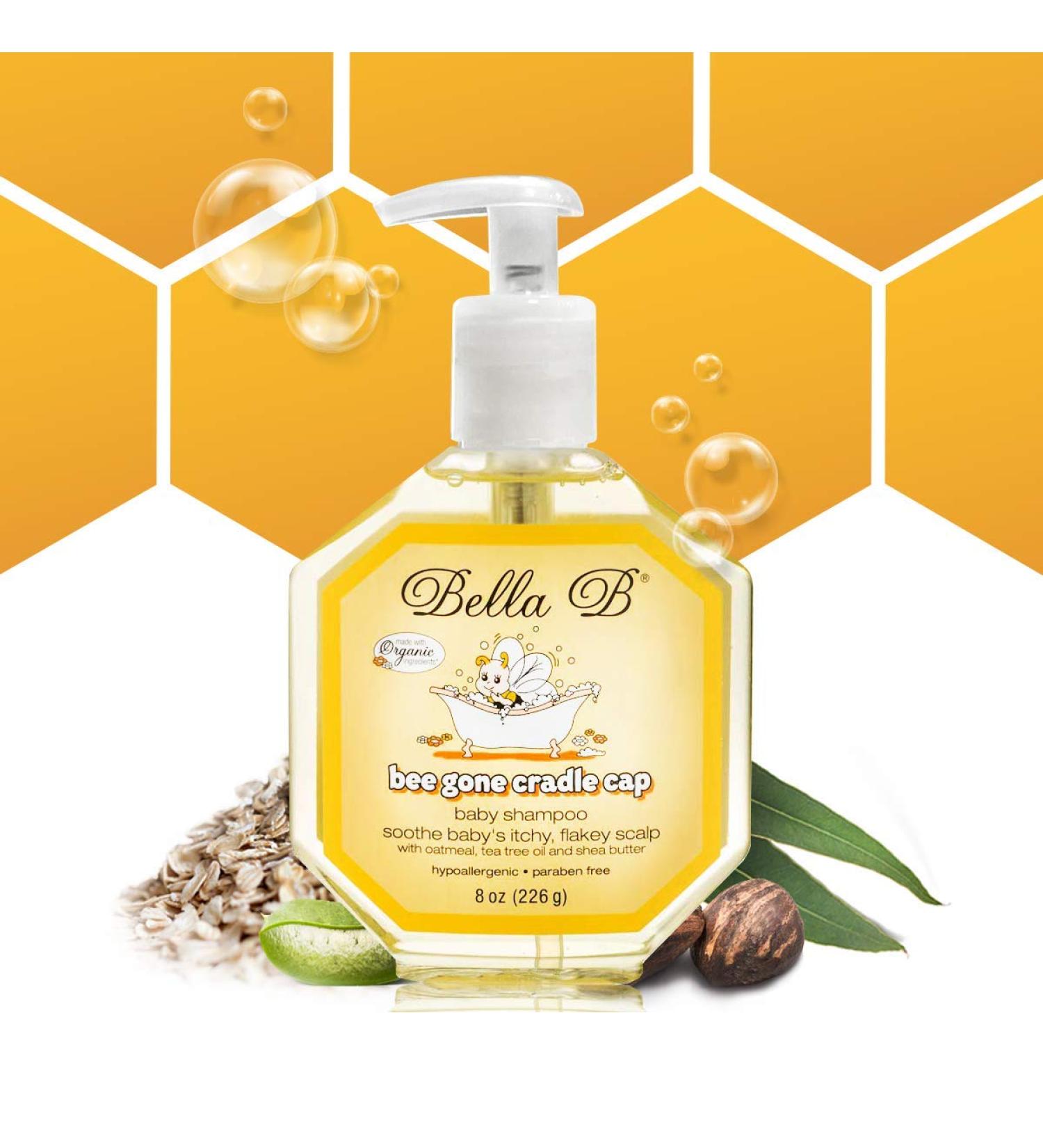 Organic BELLA B Bee Gone Cradle Cap Baby Shampoo 8 oz - Gentle Treatment for Dry Scalp - Natural & Organic Baby Shampoo - 8 Ounce Pack - Buy Online on GoSupps.com