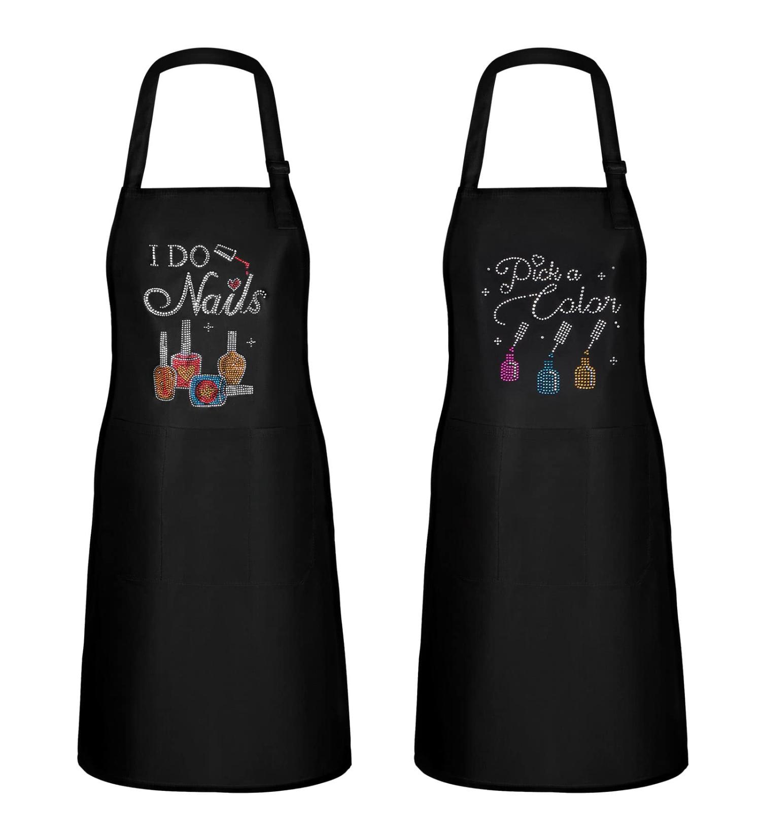 SATINIOR I Do Nails Cosmetology Apron - Colorful Rhinestone Design, Waterproof with 3 Pockets - Buy Online on GoSupps.com